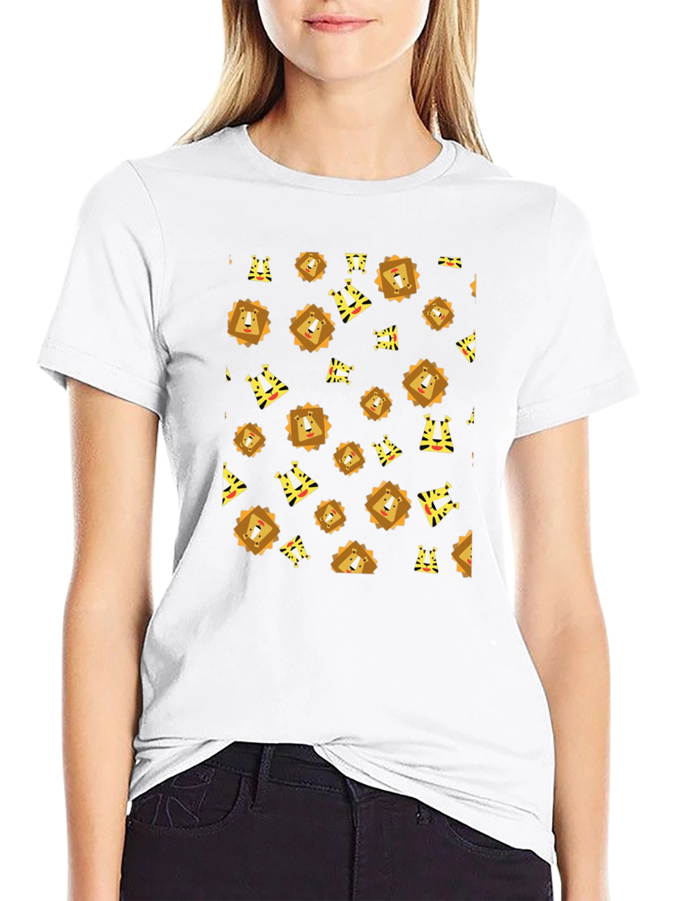 Mens Black Lion Graphic Print Tee