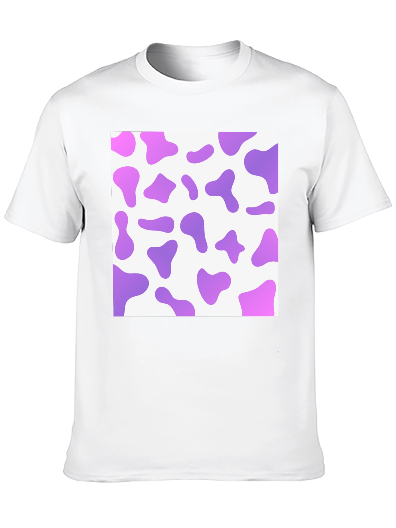 Purple Cow Print Mens Black T-Shirt