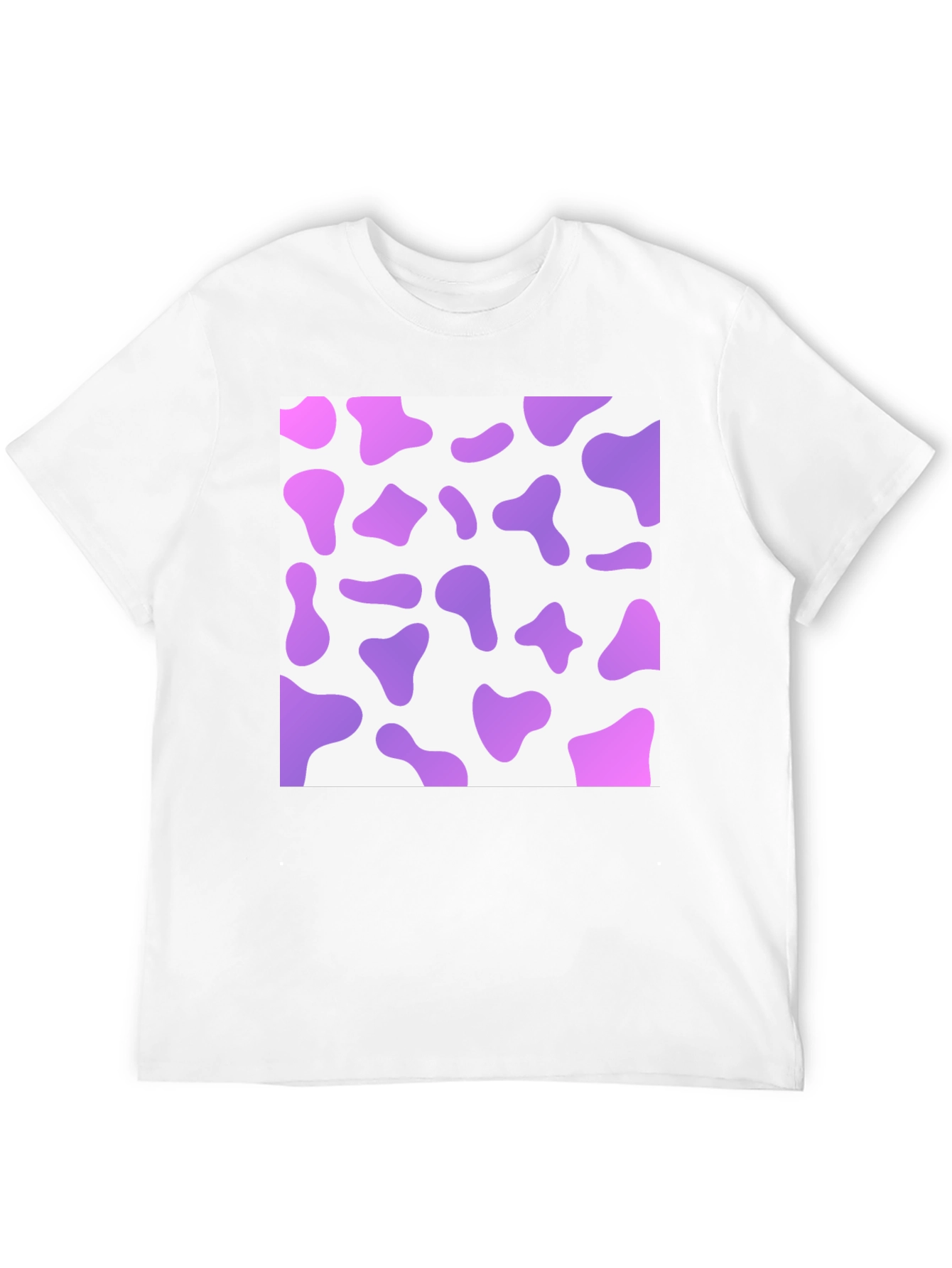 Purple Cow Print Mens Black T-Shirt