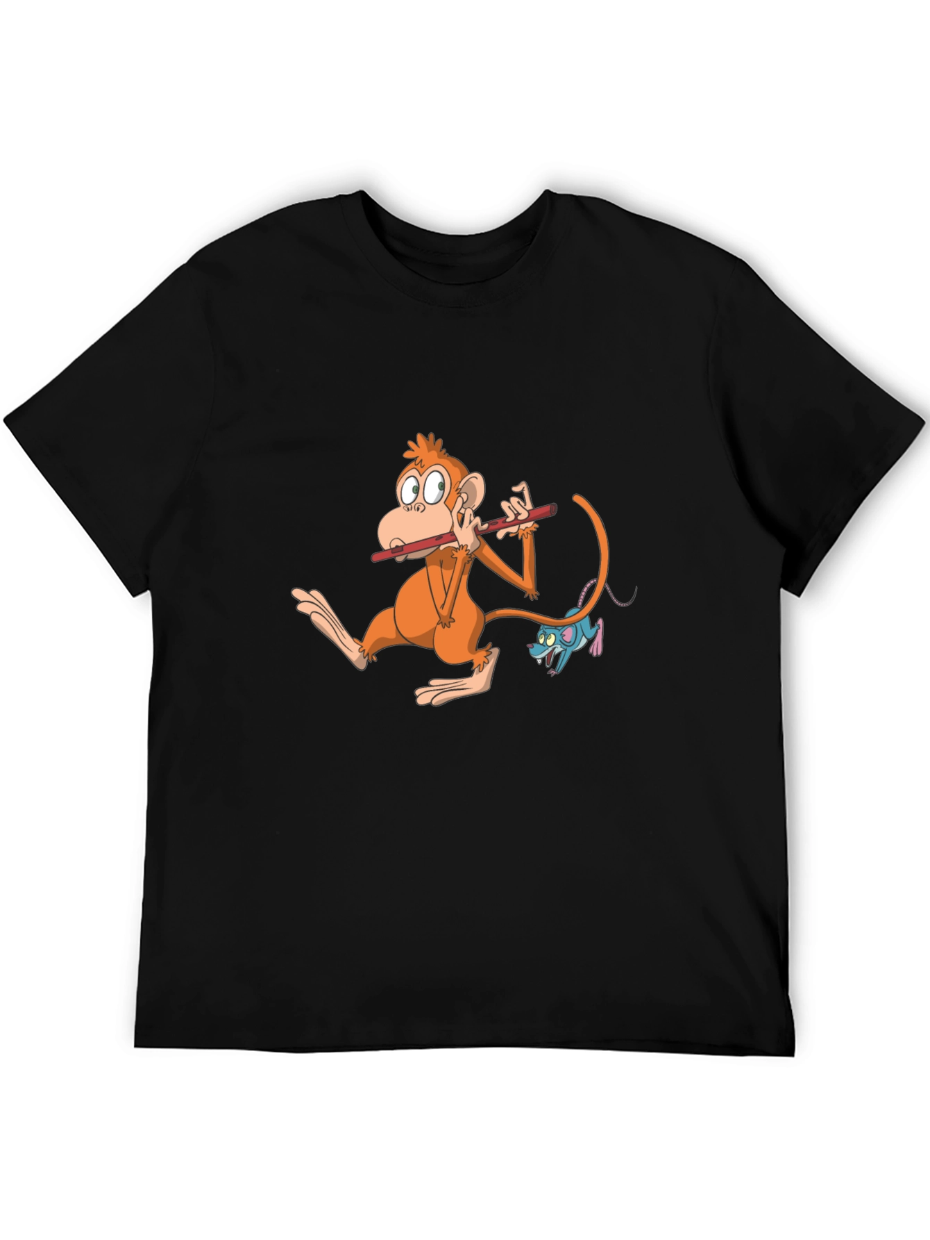 Monkey Flute Black Graphic Tee