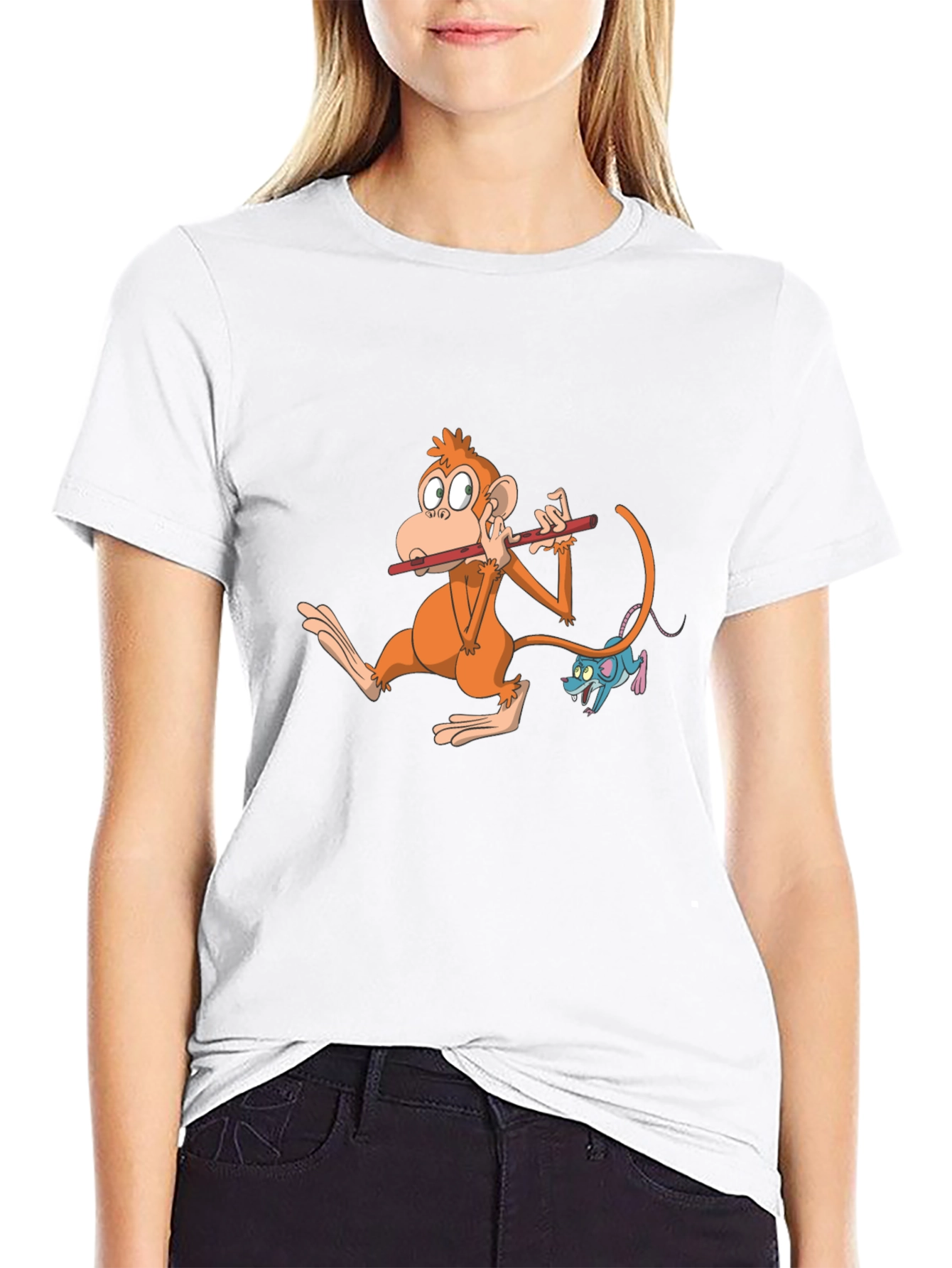 Monkey Flute Black Graphic Tee