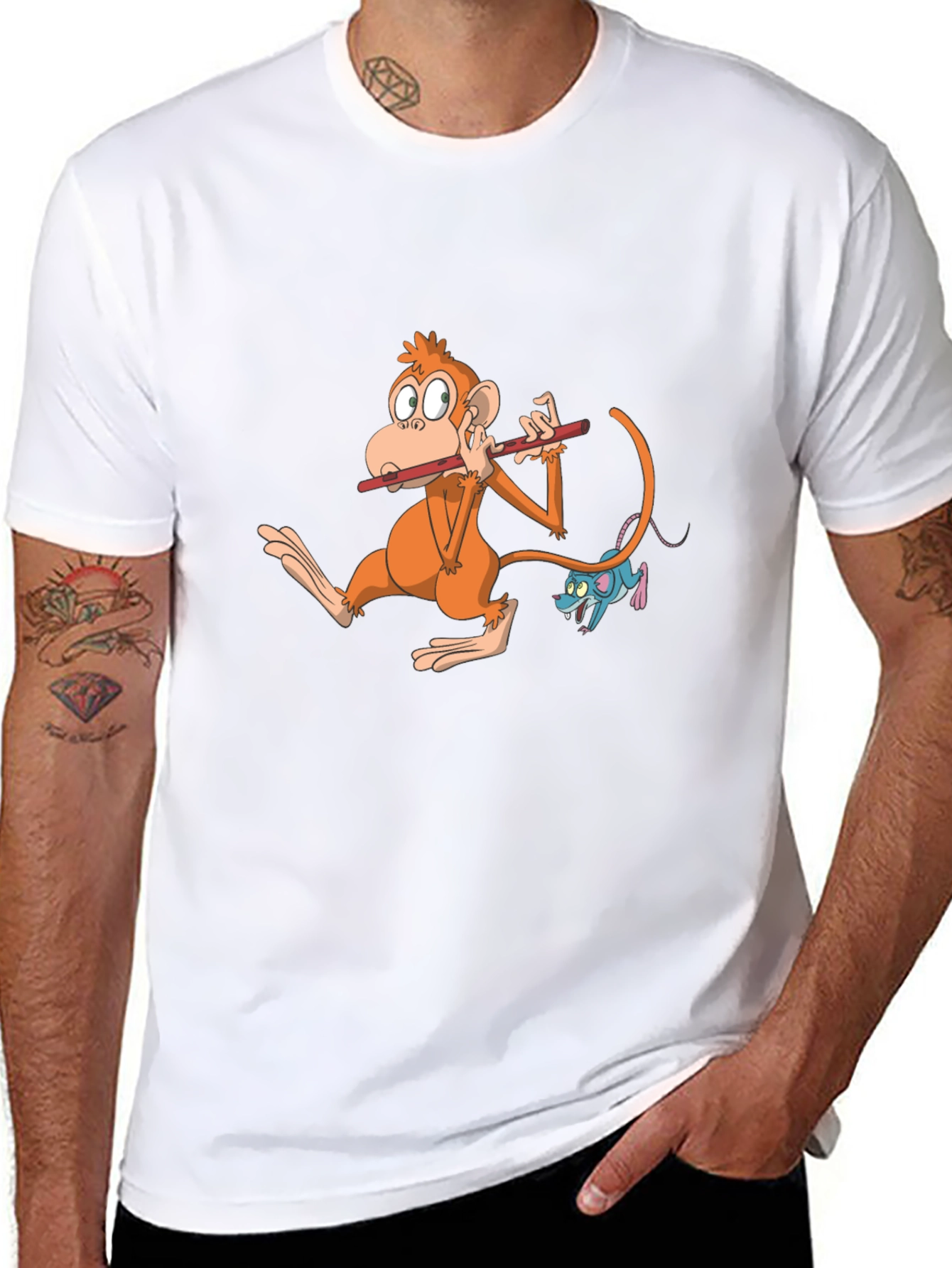 Monkey Flute Black Graphic Tee