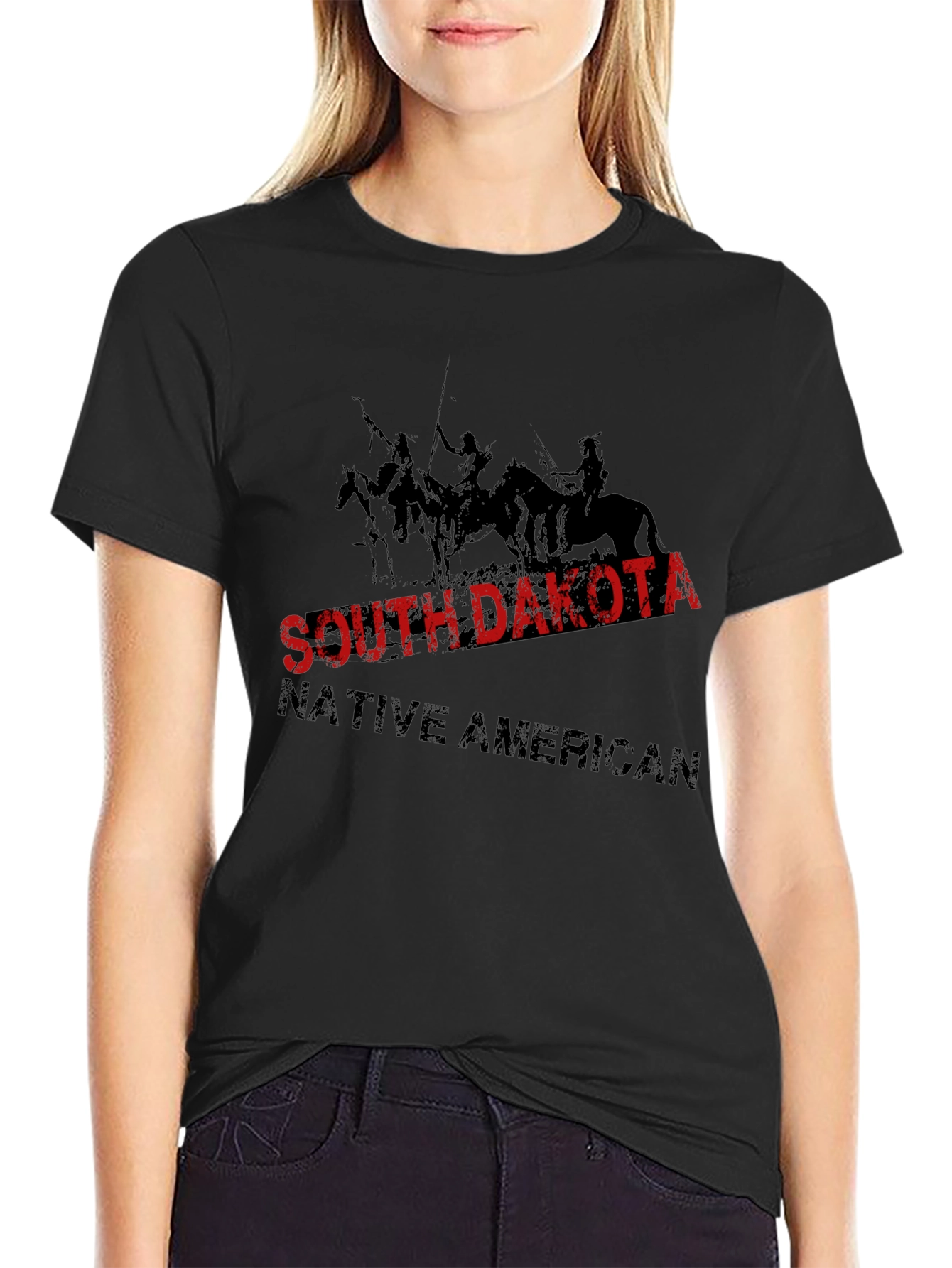 South Dakota Native American Black Graphic T-Shirt