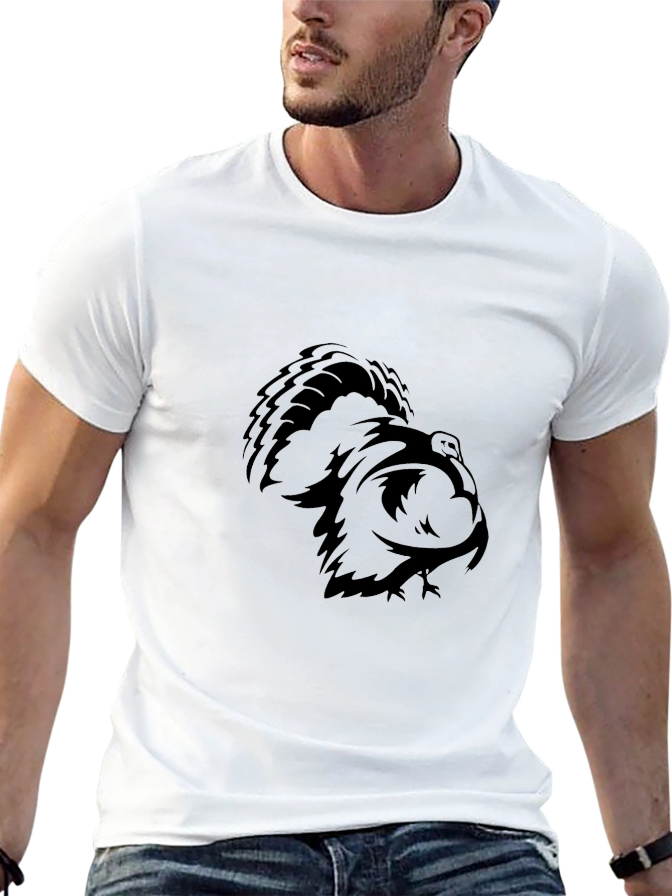 Black Graphic Tee - Abstract Bird Design