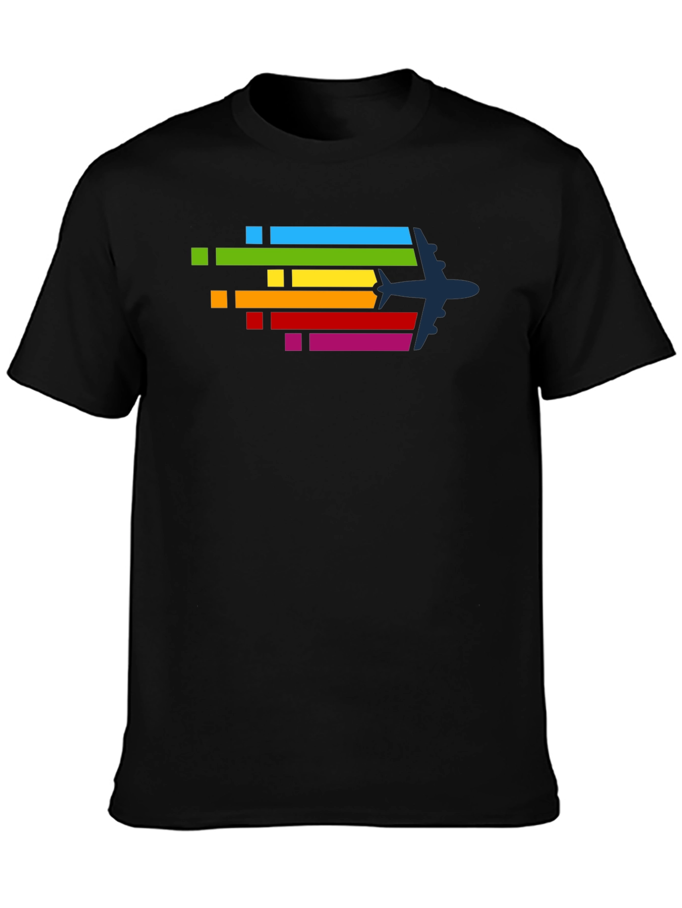 Airplane Rainbow Stripe Graphic Tee