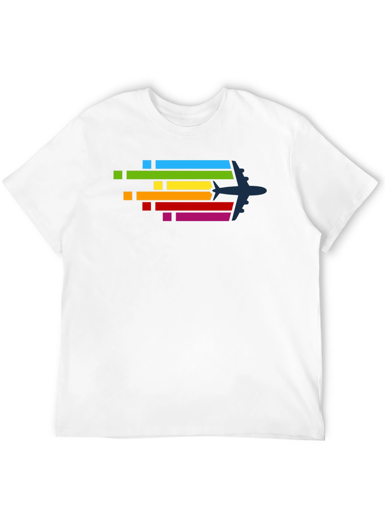 Airplane Rainbow Stripe Graphic Tee