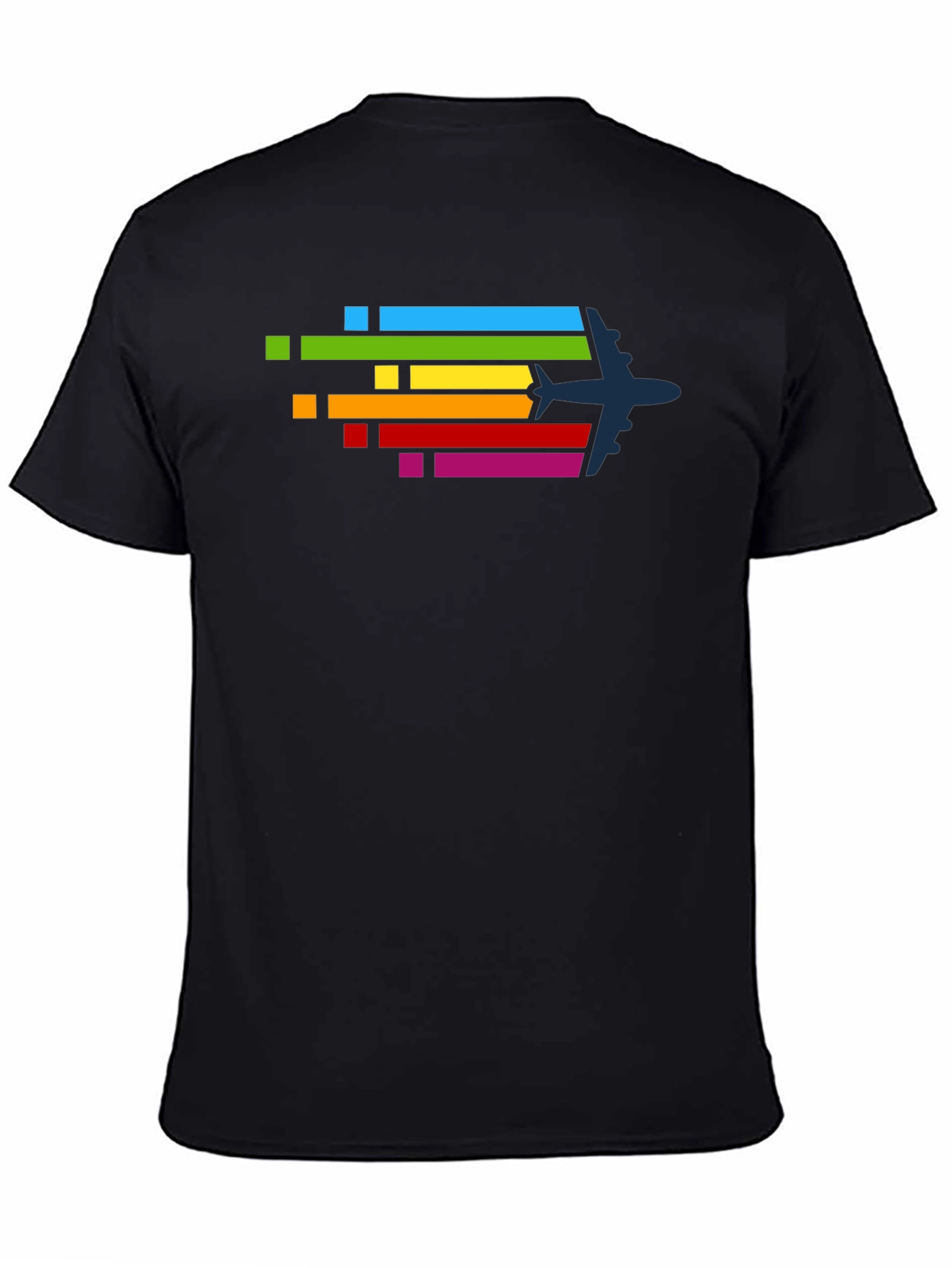 Airplane Rainbow Stripe Graphic Tee