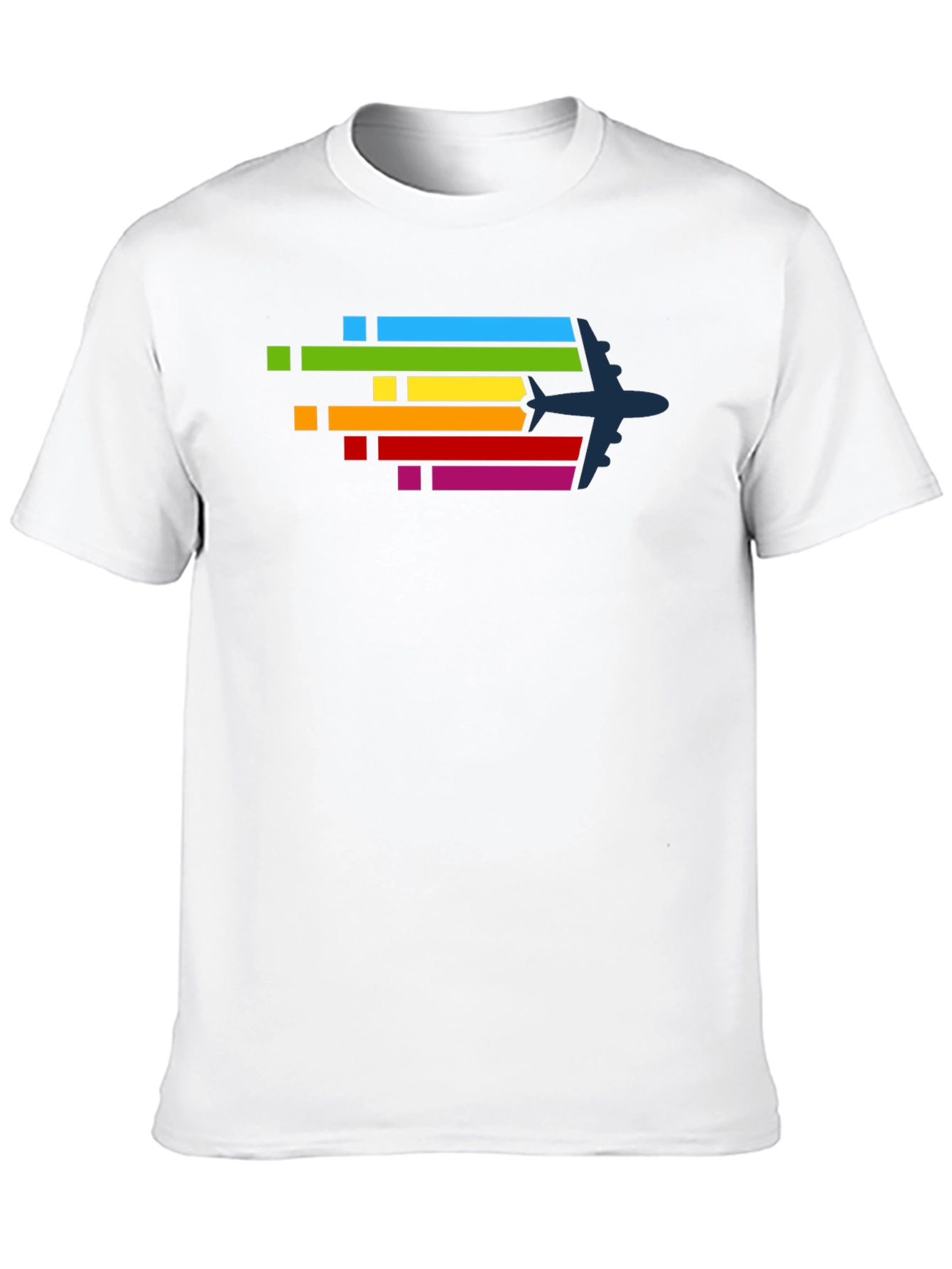 Airplane Rainbow Stripe Graphic Tee