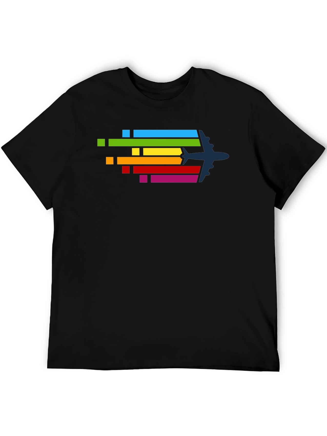 Airplane Rainbow Stripe Graphic Tee