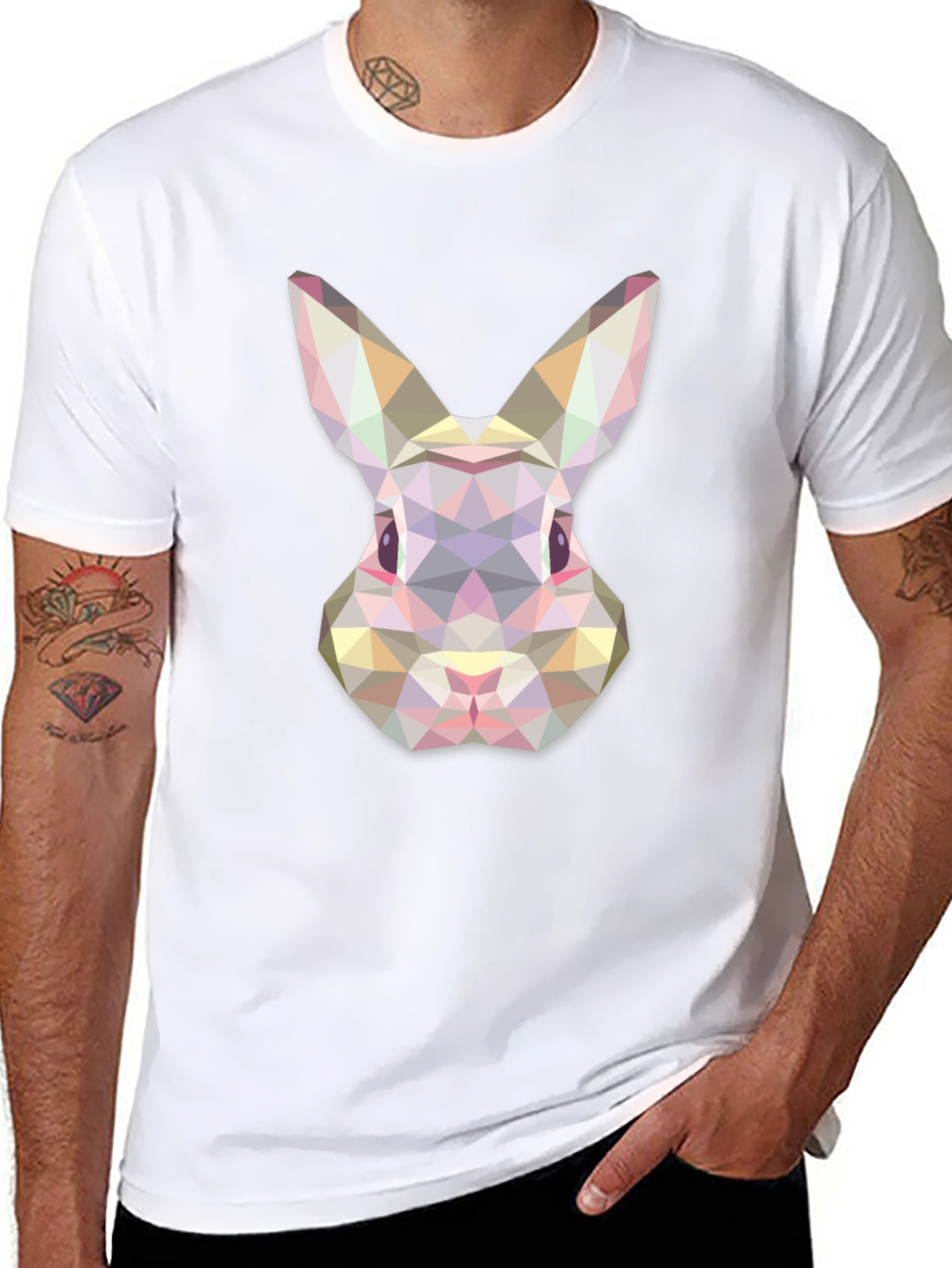 Geometric Rabbit Graphic Tee - Modern Unisex T-Shirt
