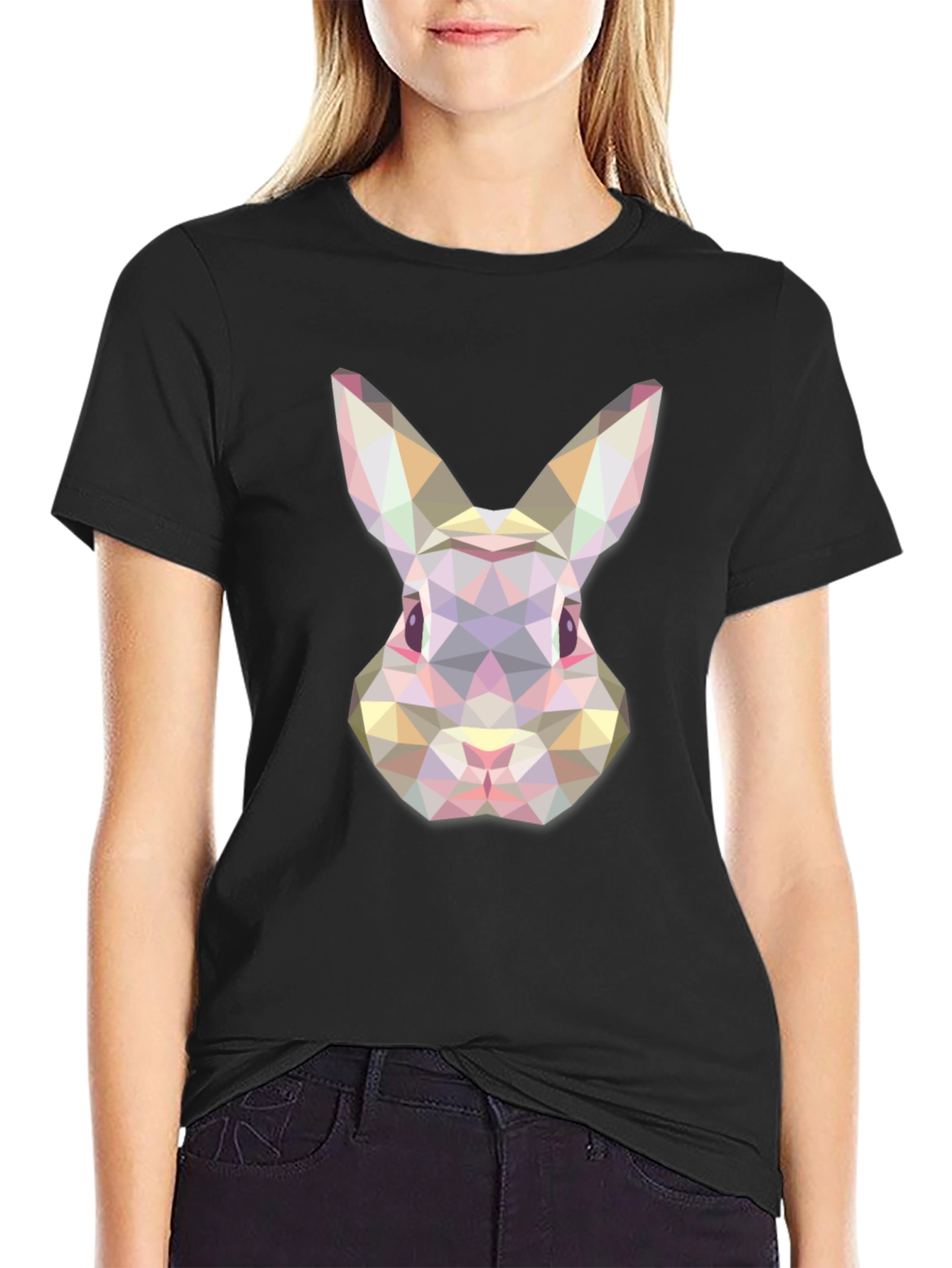Geometric Rabbit Graphic Tee - Modern Unisex T-Shirt