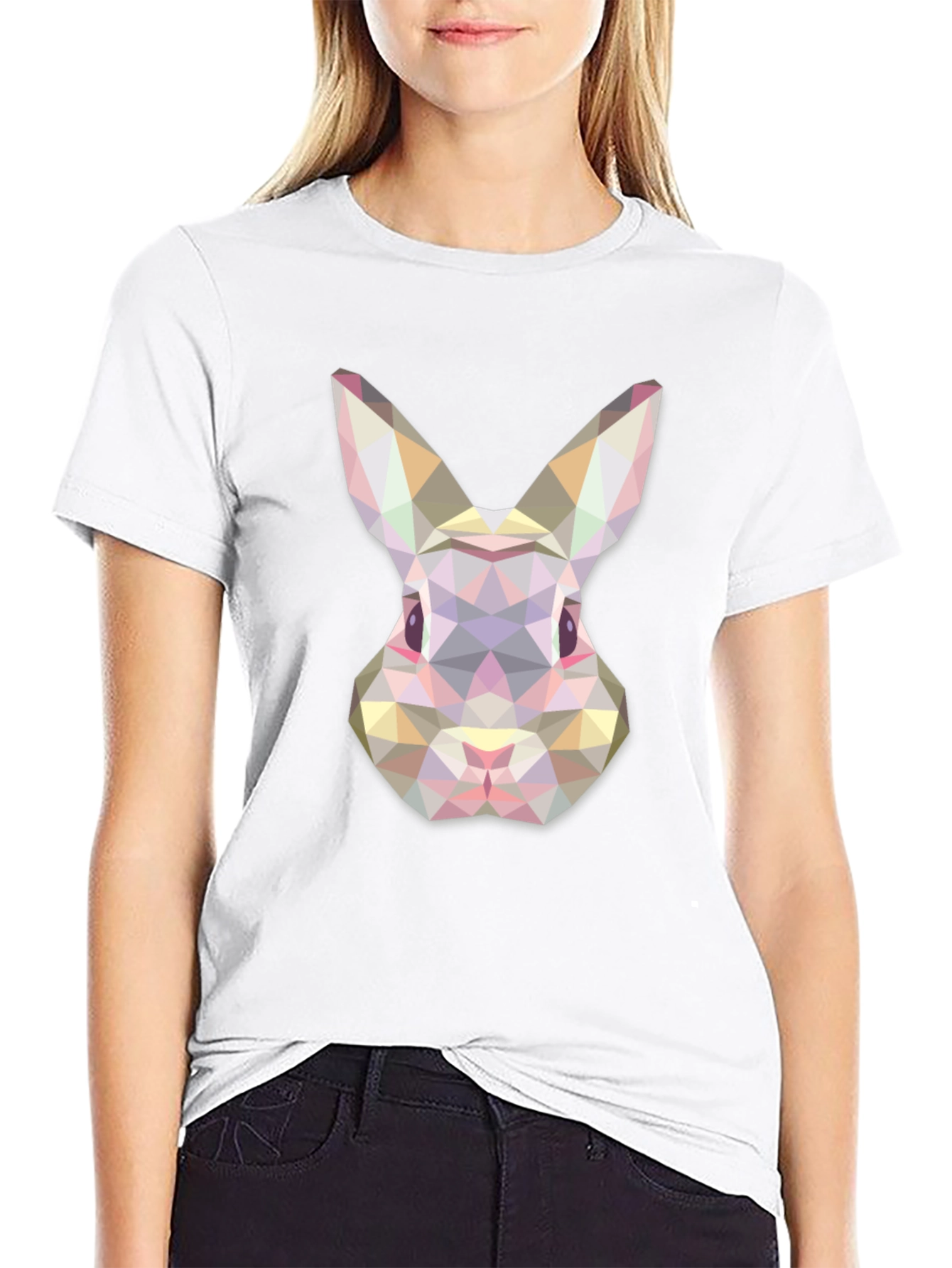 Geometric Rabbit Graphic Tee - Modern Unisex T-Shirt