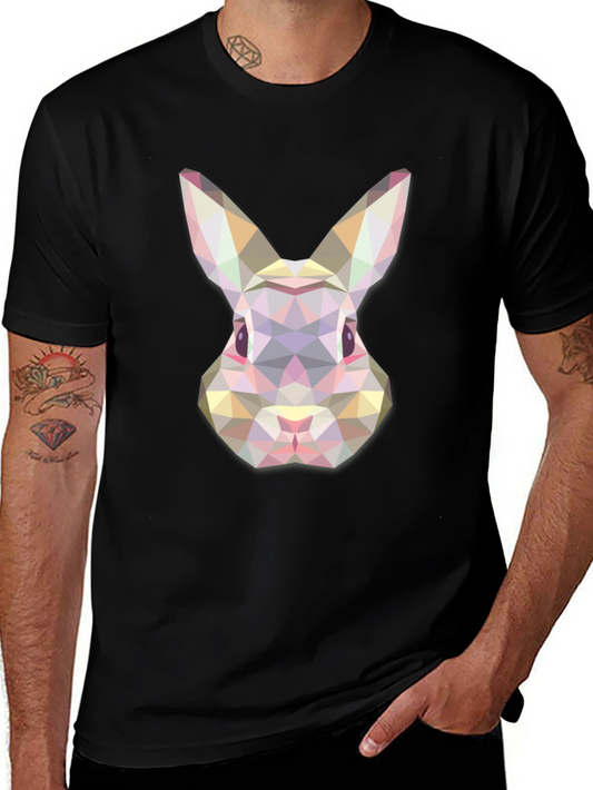 Geometric Rabbit Graphic Tee - Modern Unisex T-Shirt