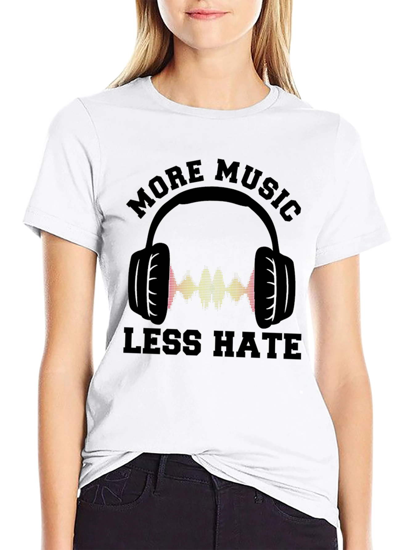 More Music Less Hate Graphic T-Shirt