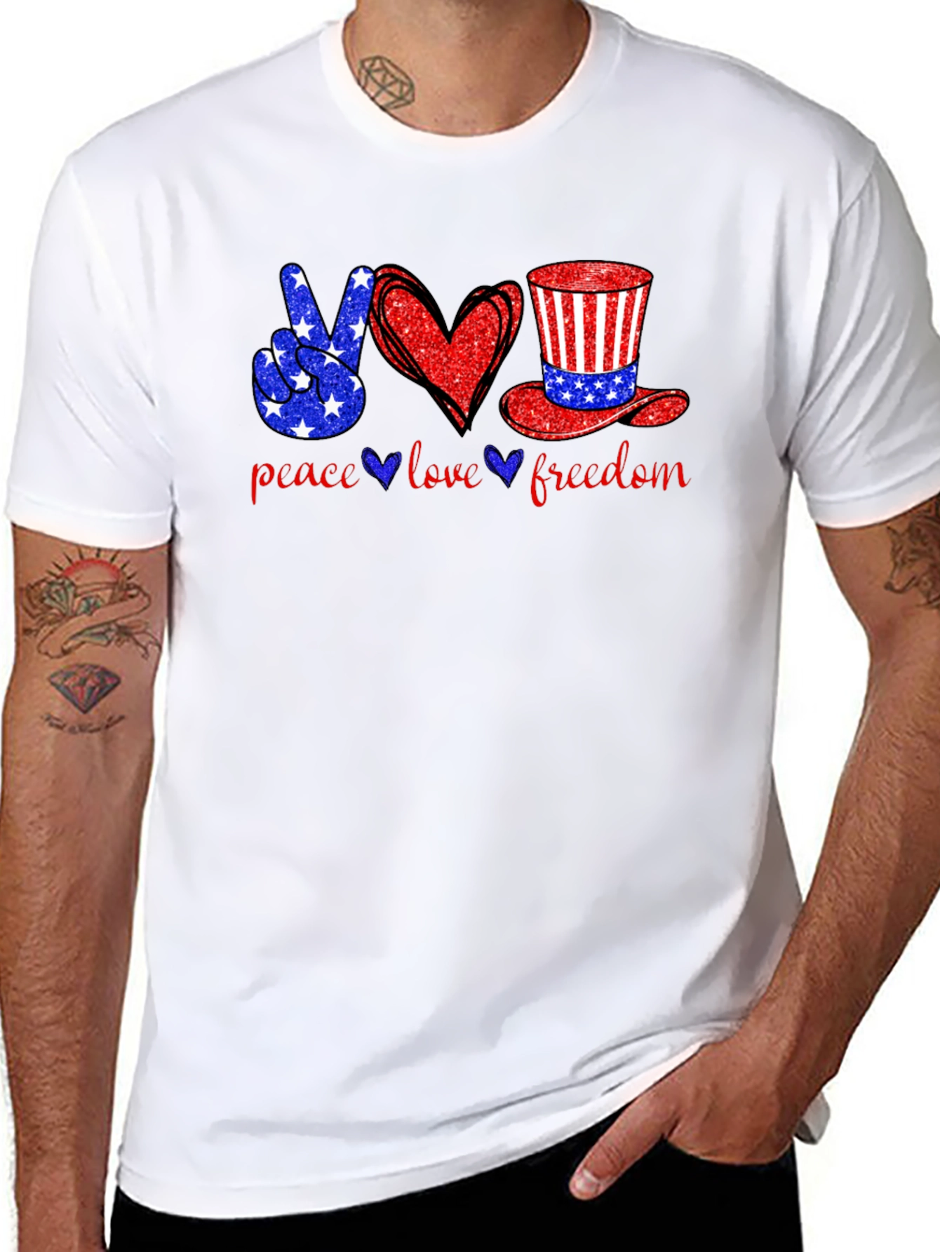 Peace Love Freedom Patriotic Graphic Tee