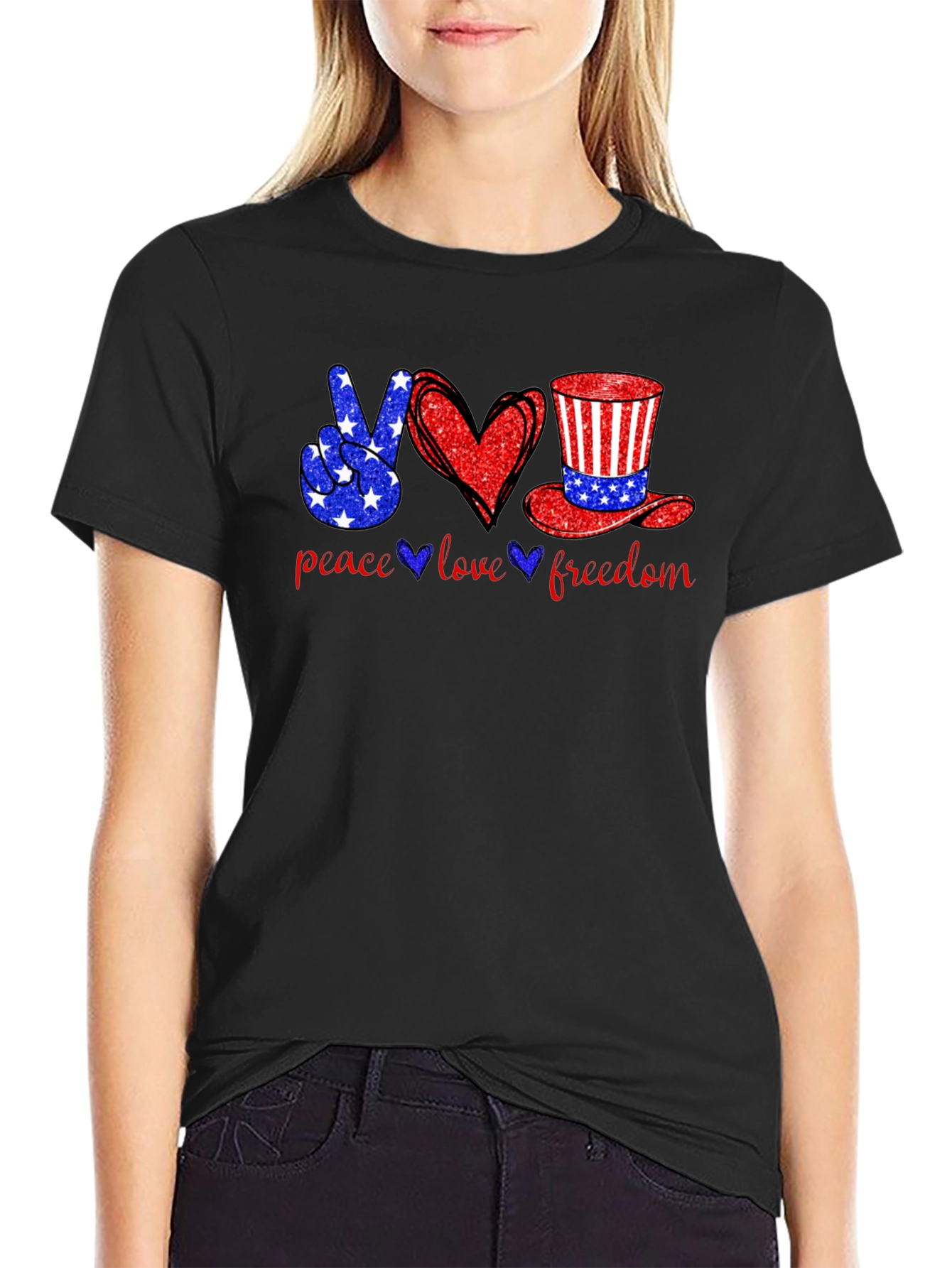 Peace Love Freedom Patriotic Graphic Tee