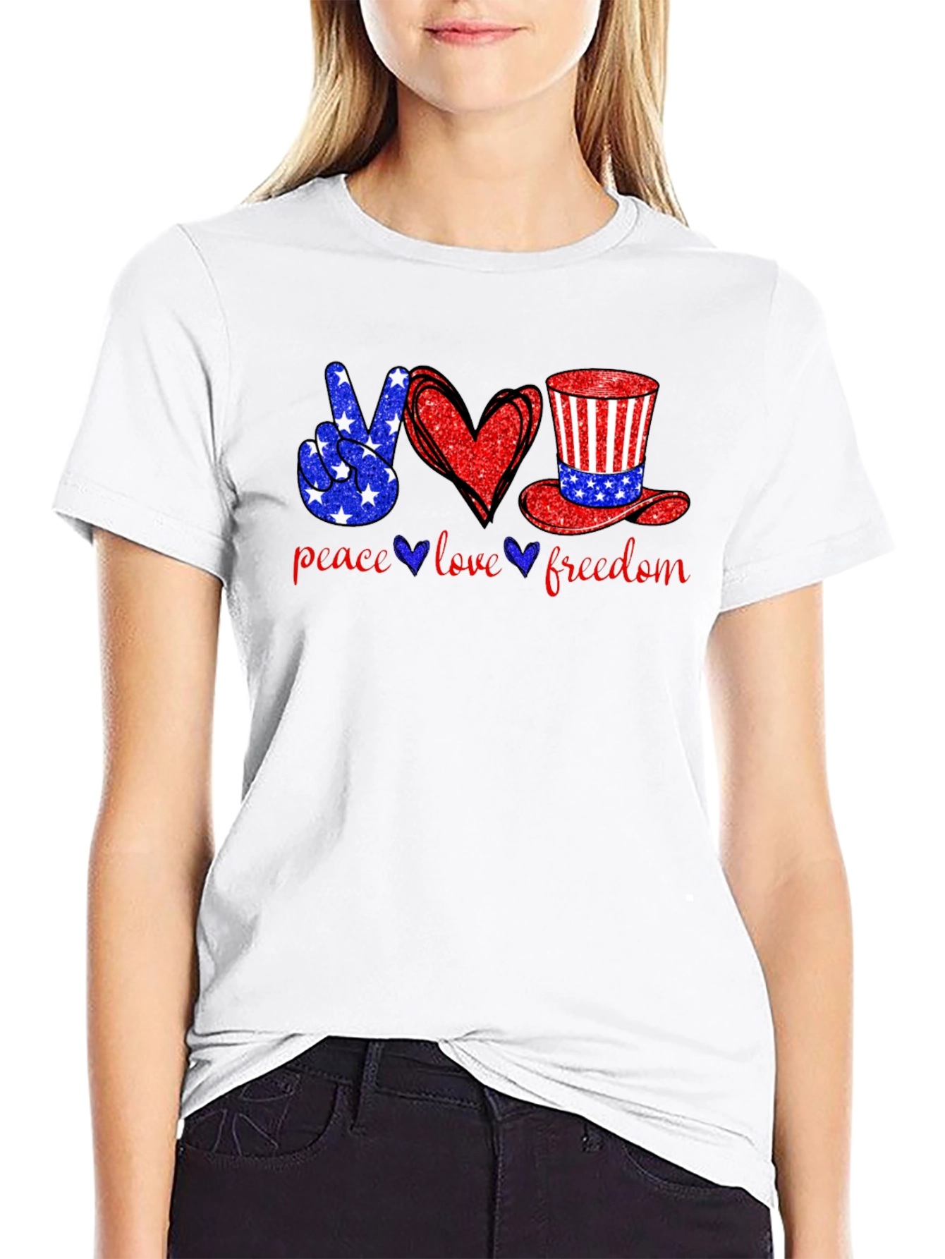 Peace Love Freedom Patriotic Graphic Tee
