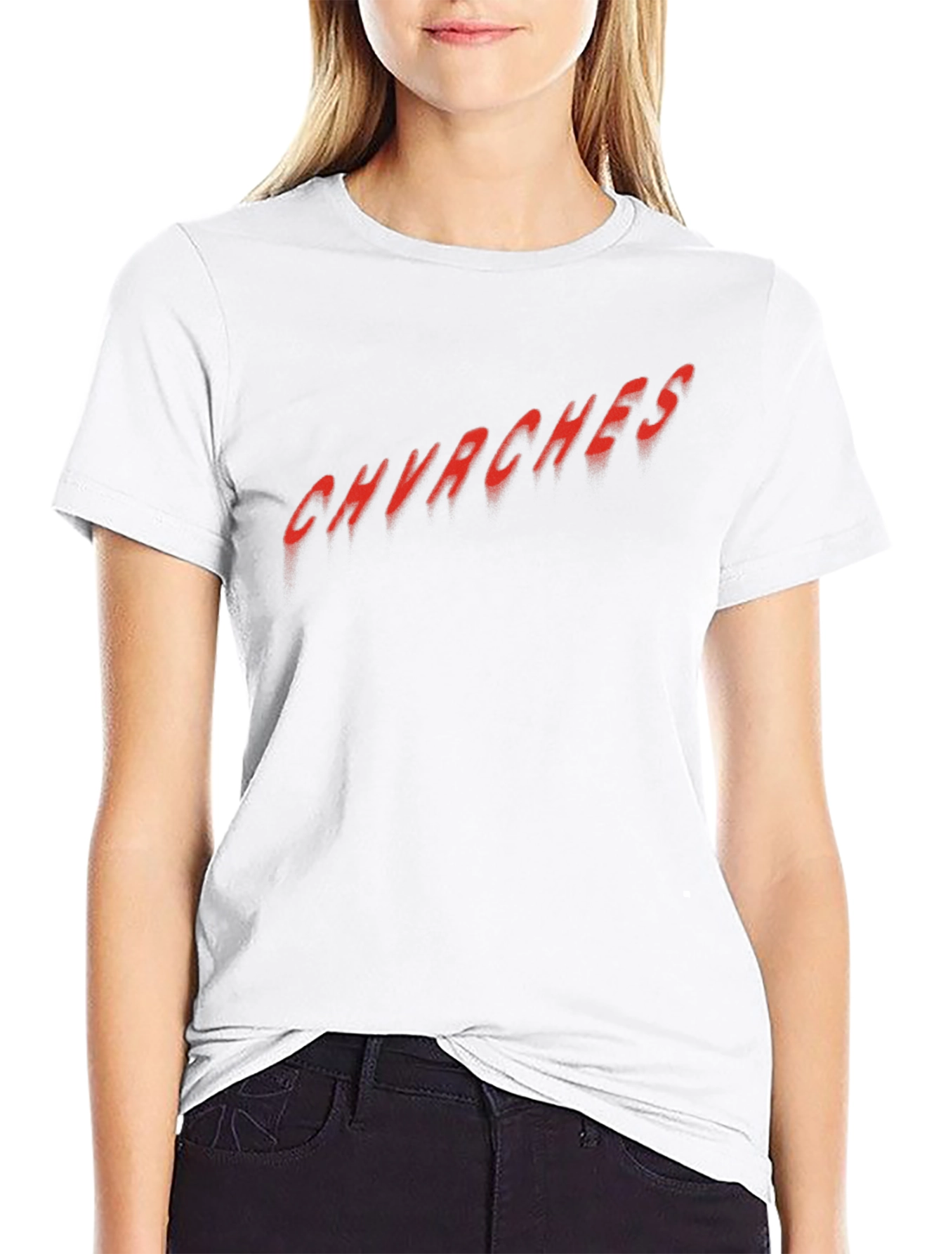 CHVRCHES Red Text Graphic Black T-Shirt