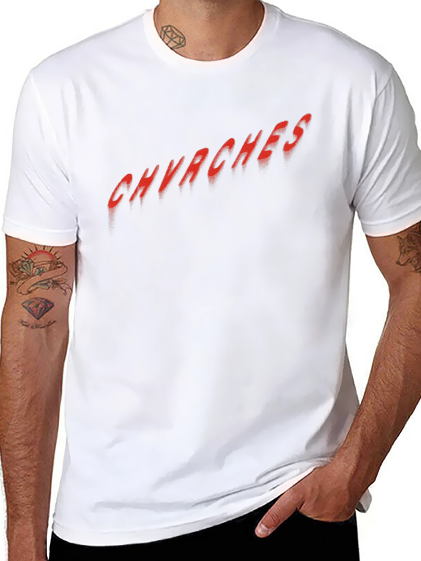 CHVRCHES Red Text Graphic Black T-Shirt