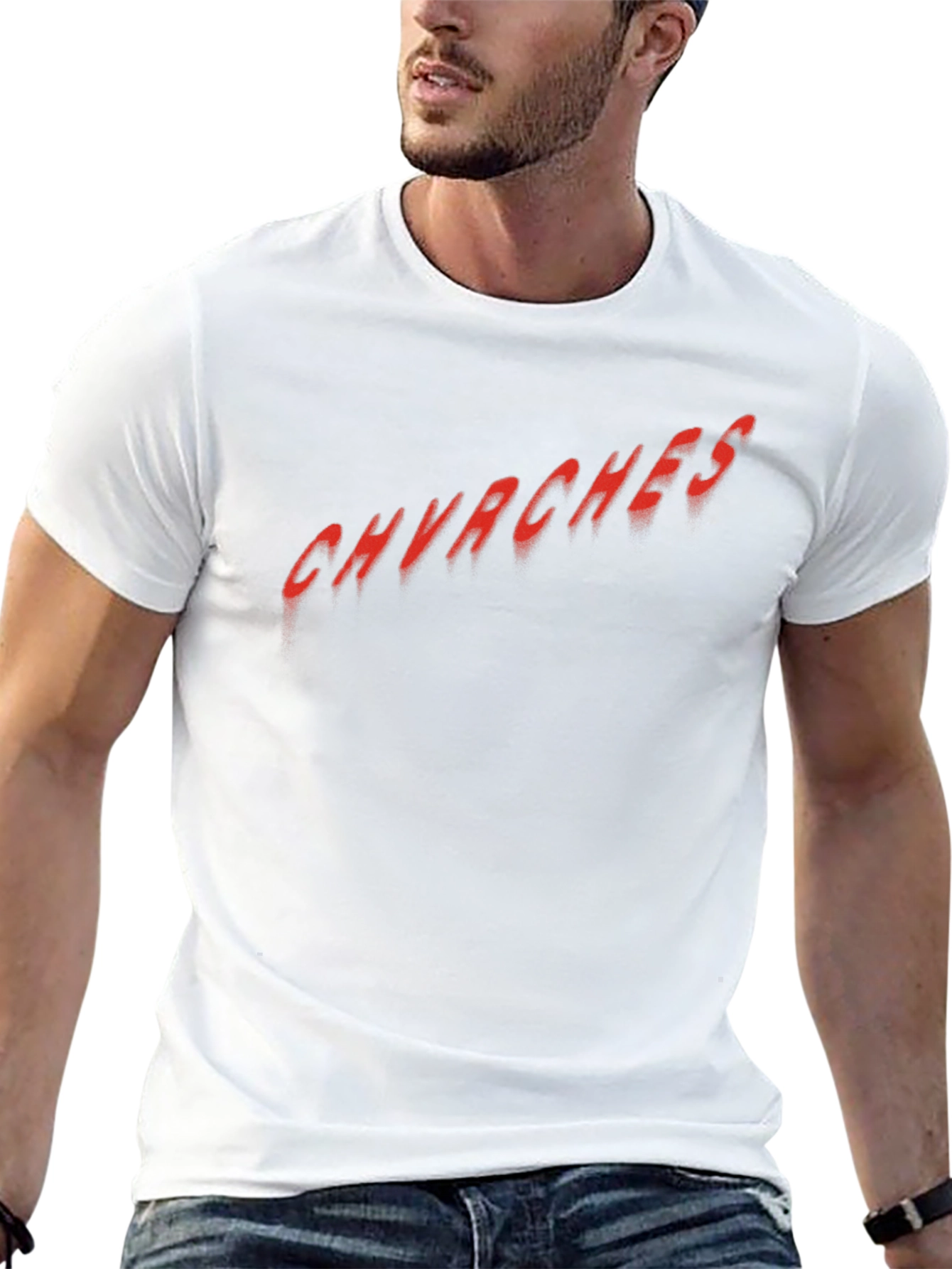 CHVRCHES Red Text Graphic Black T-Shirt
