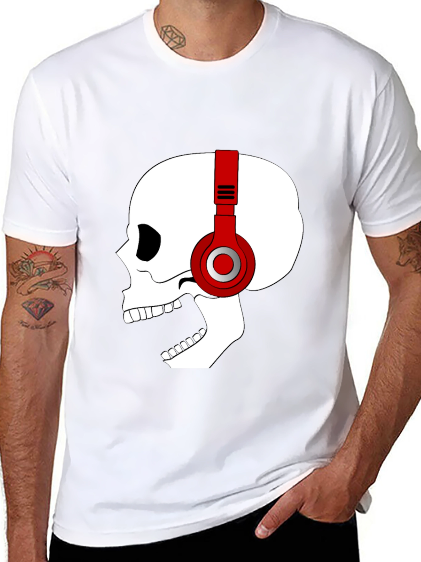 Skull with Headphones Graphic T-Shirt