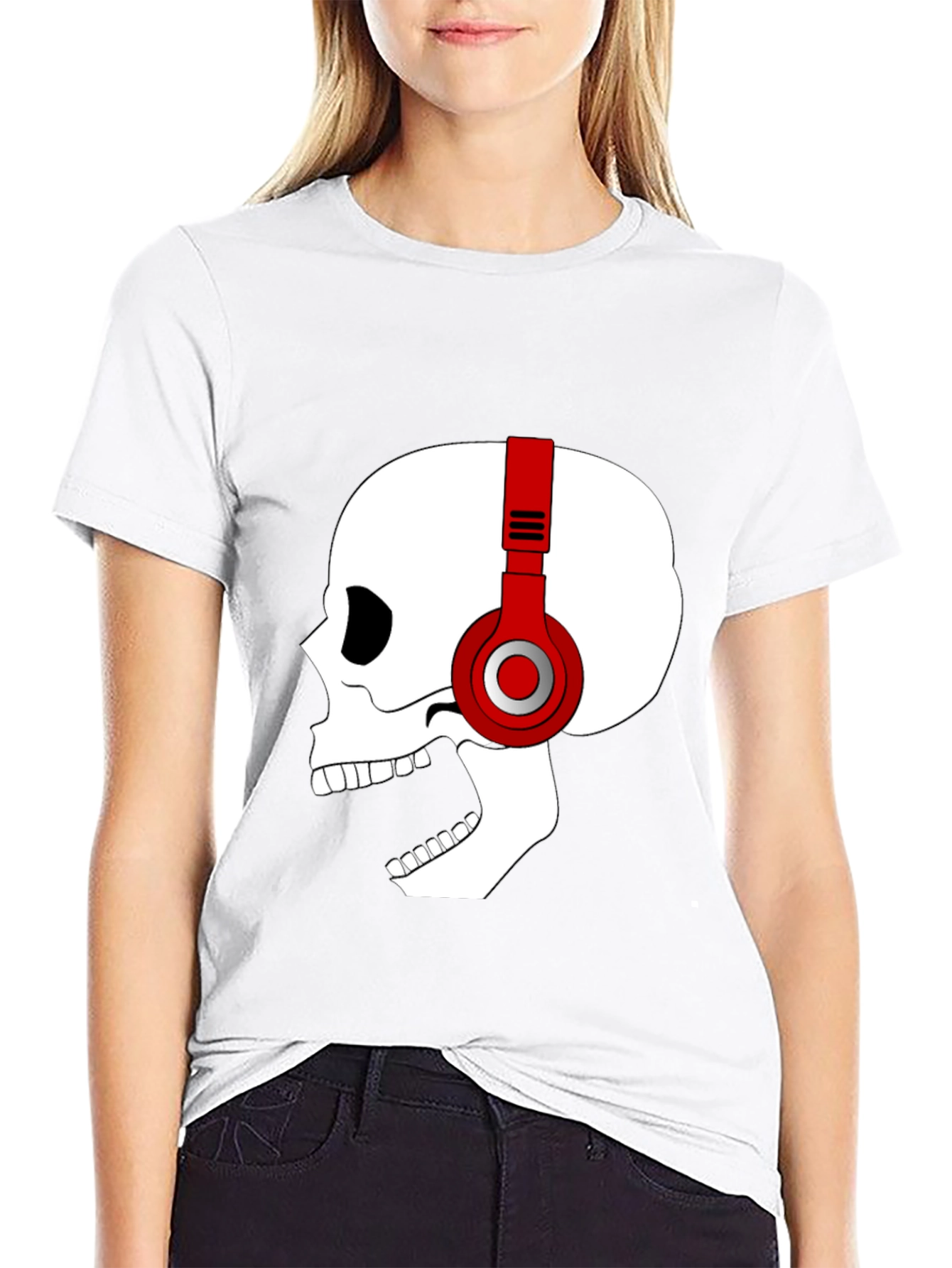 Skull with Headphones Graphic T-Shirt