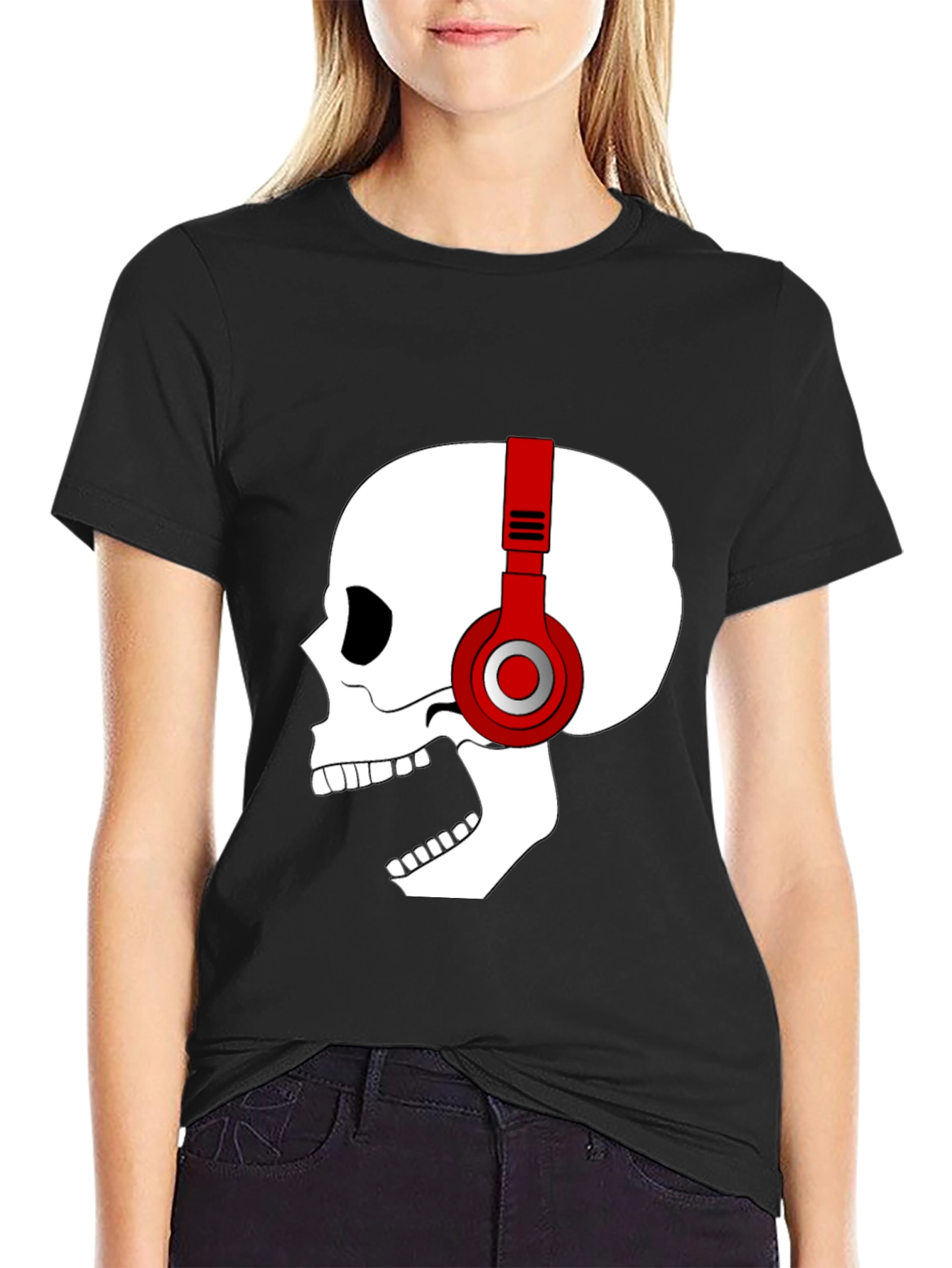 Skull with Headphones Graphic T-Shirt