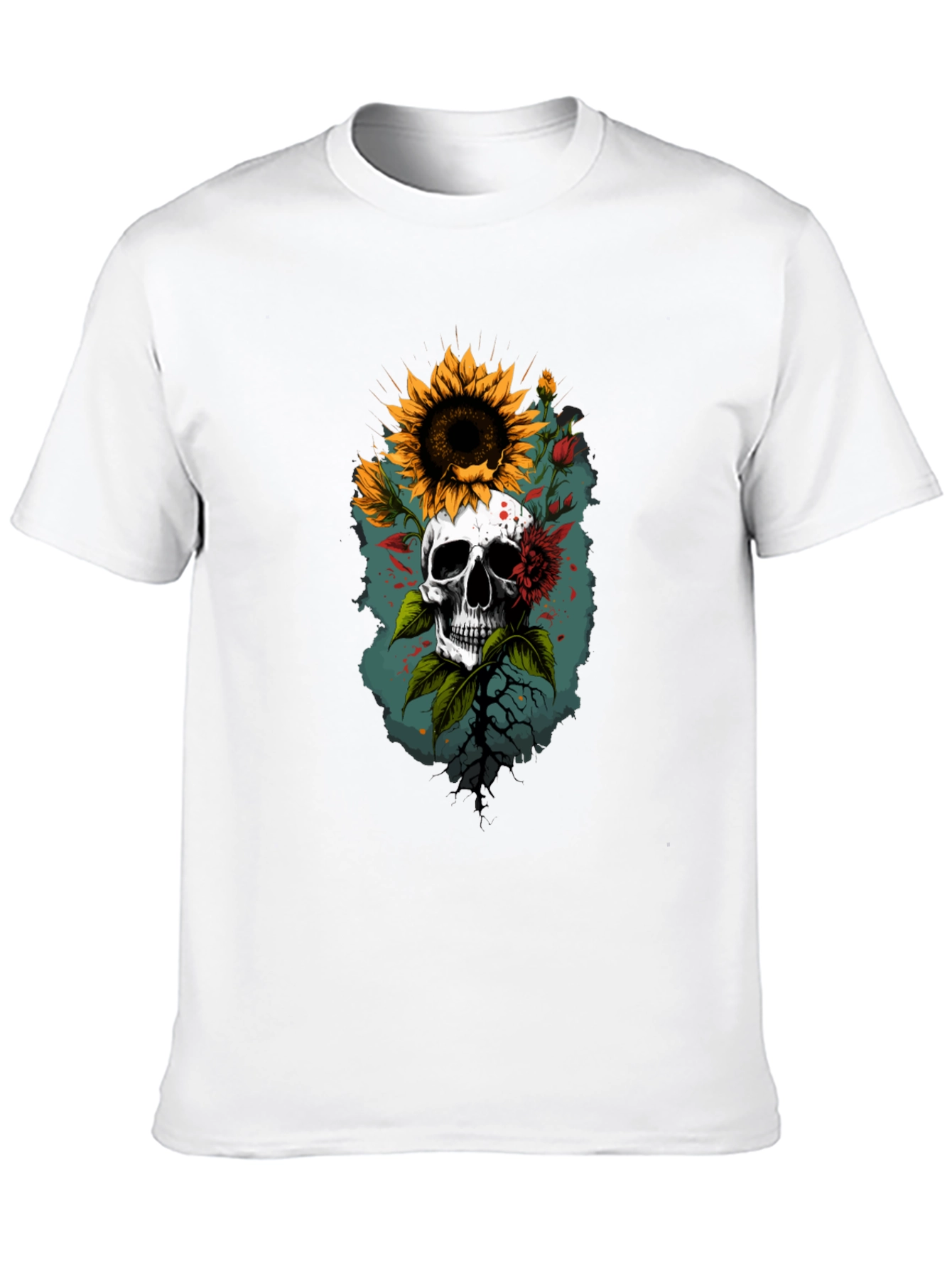 Skull & Sunflower Graphic T-Shirt - Unique Design
