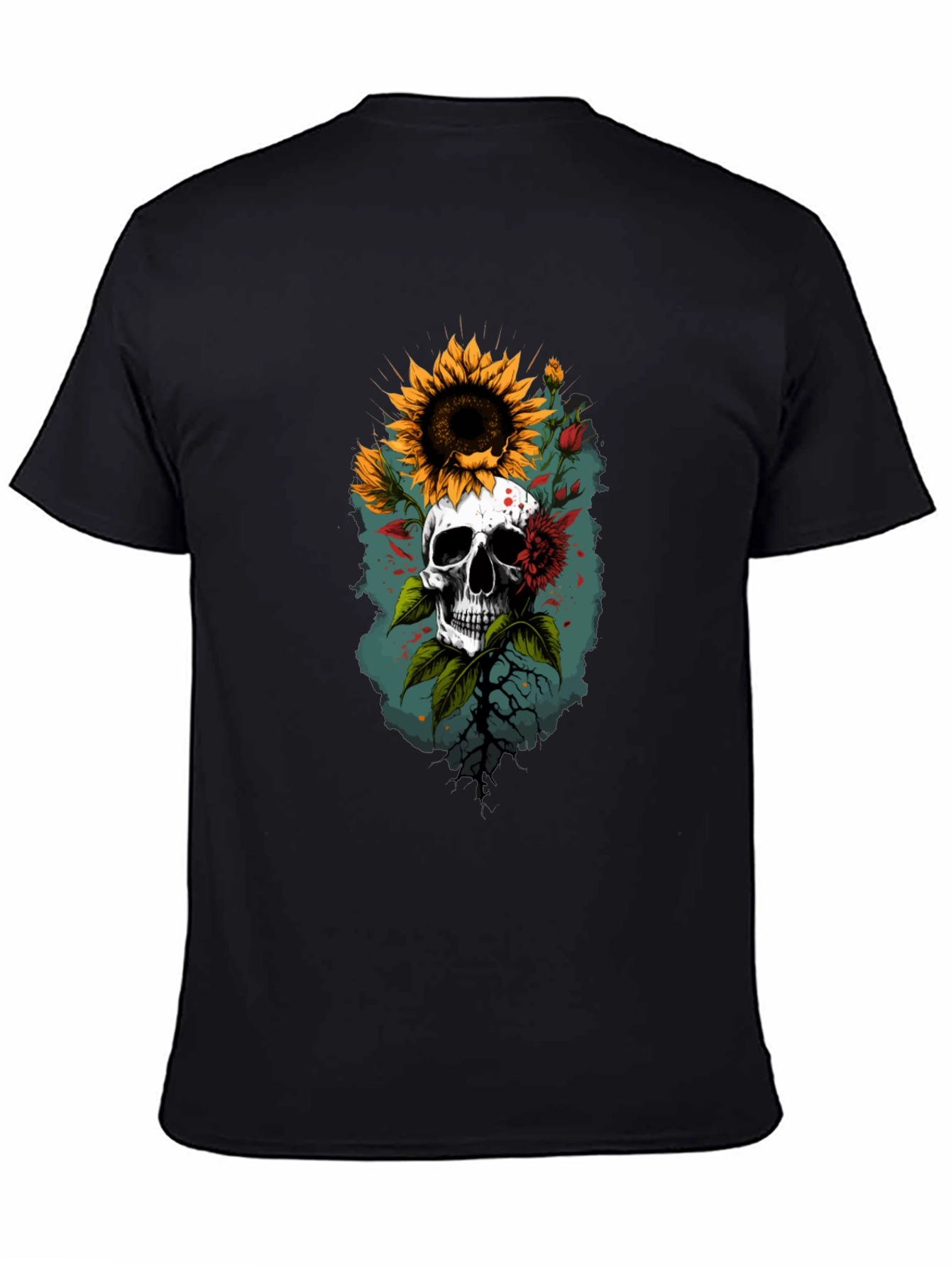 Skull & Sunflower Graphic T-Shirt - Unique Design