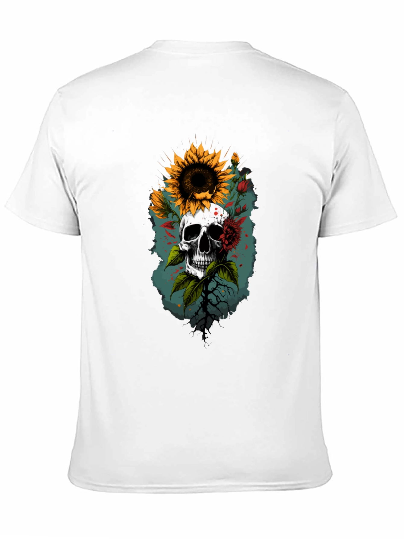 Skull & Sunflower Graphic T-Shirt - Unique Design