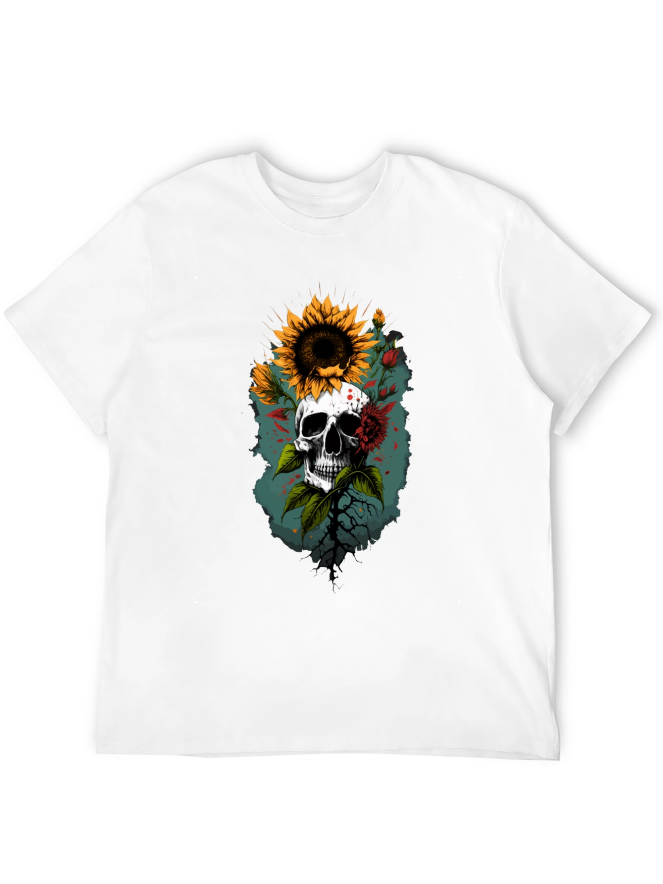 Skull & Sunflower Graphic T-Shirt - Unique Design