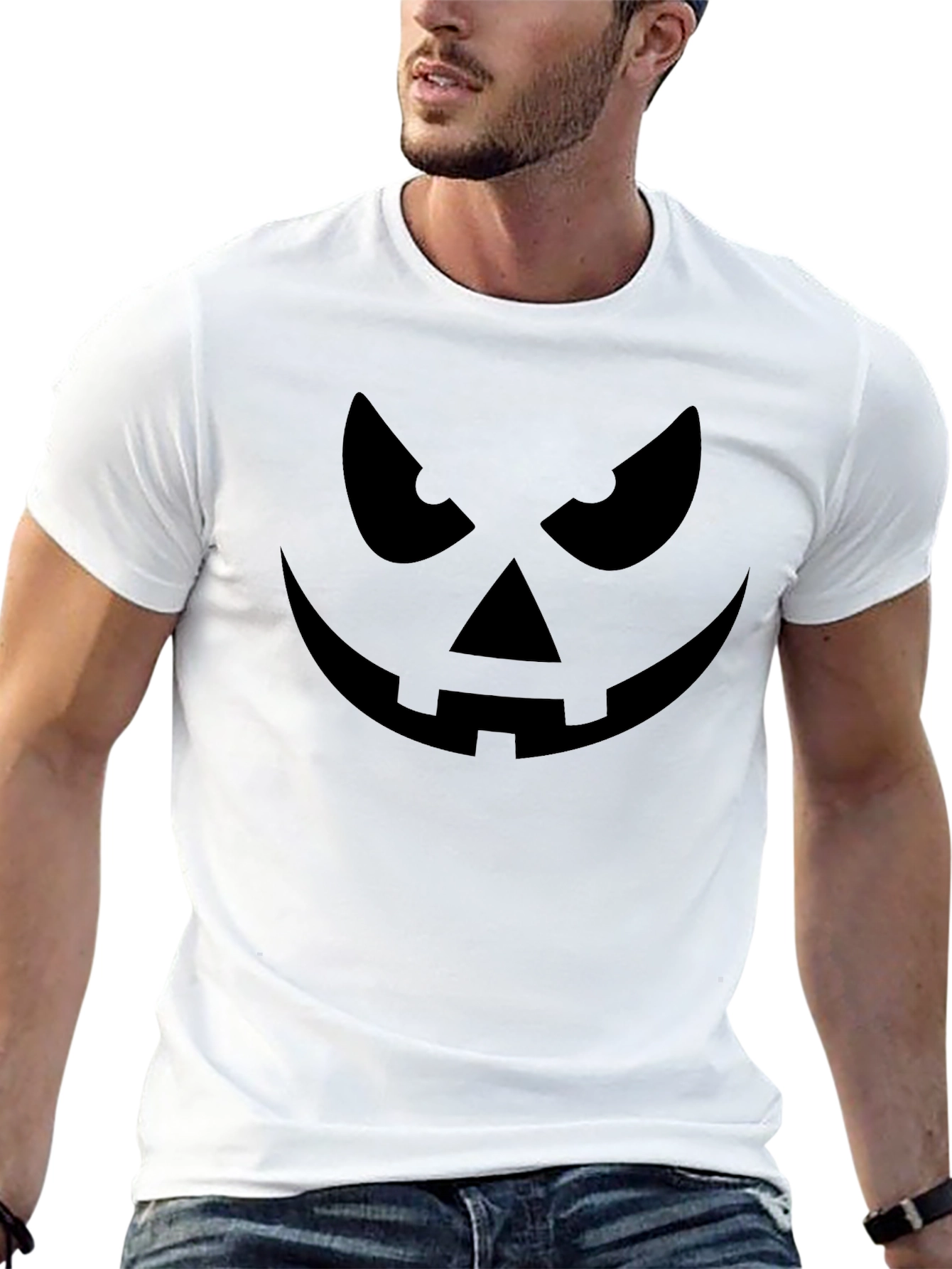 Spooky Jack-o-Lantern Face Tee - Black Halloween Shirt