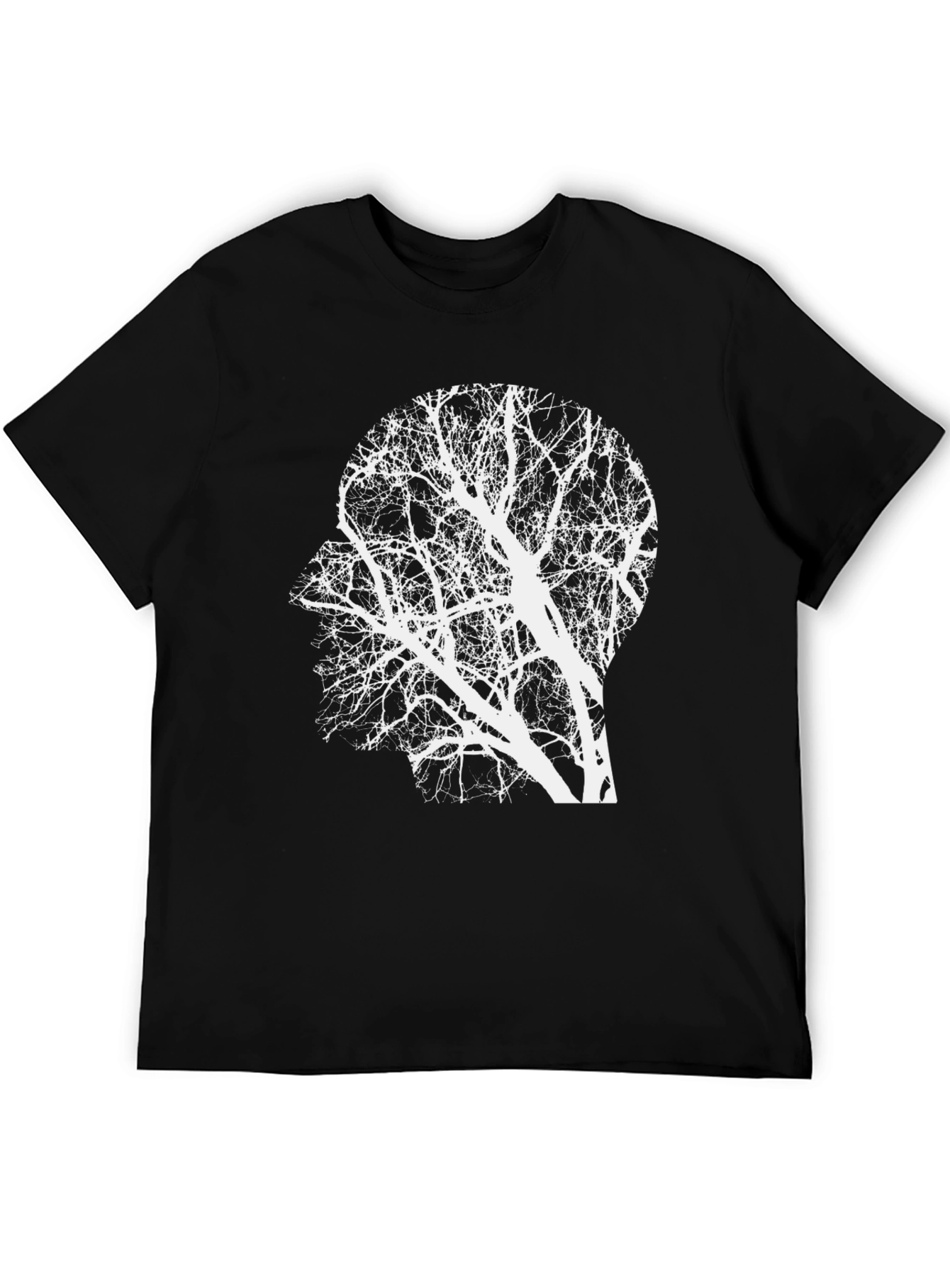 Abstract Tree Mind T-Shirt - Black Cotton Graphic Tee