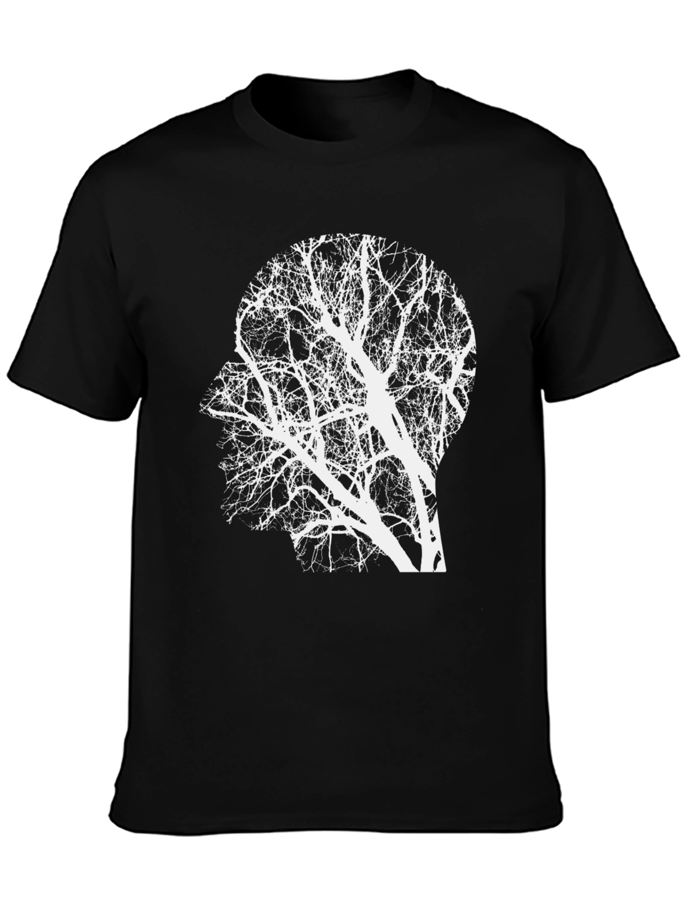 Abstract Tree Mind T-Shirt - Black Cotton Graphic Tee