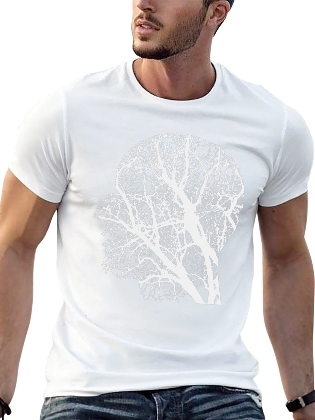 Abstract Tree Mind T-Shirt - Black Cotton Graphic Tee