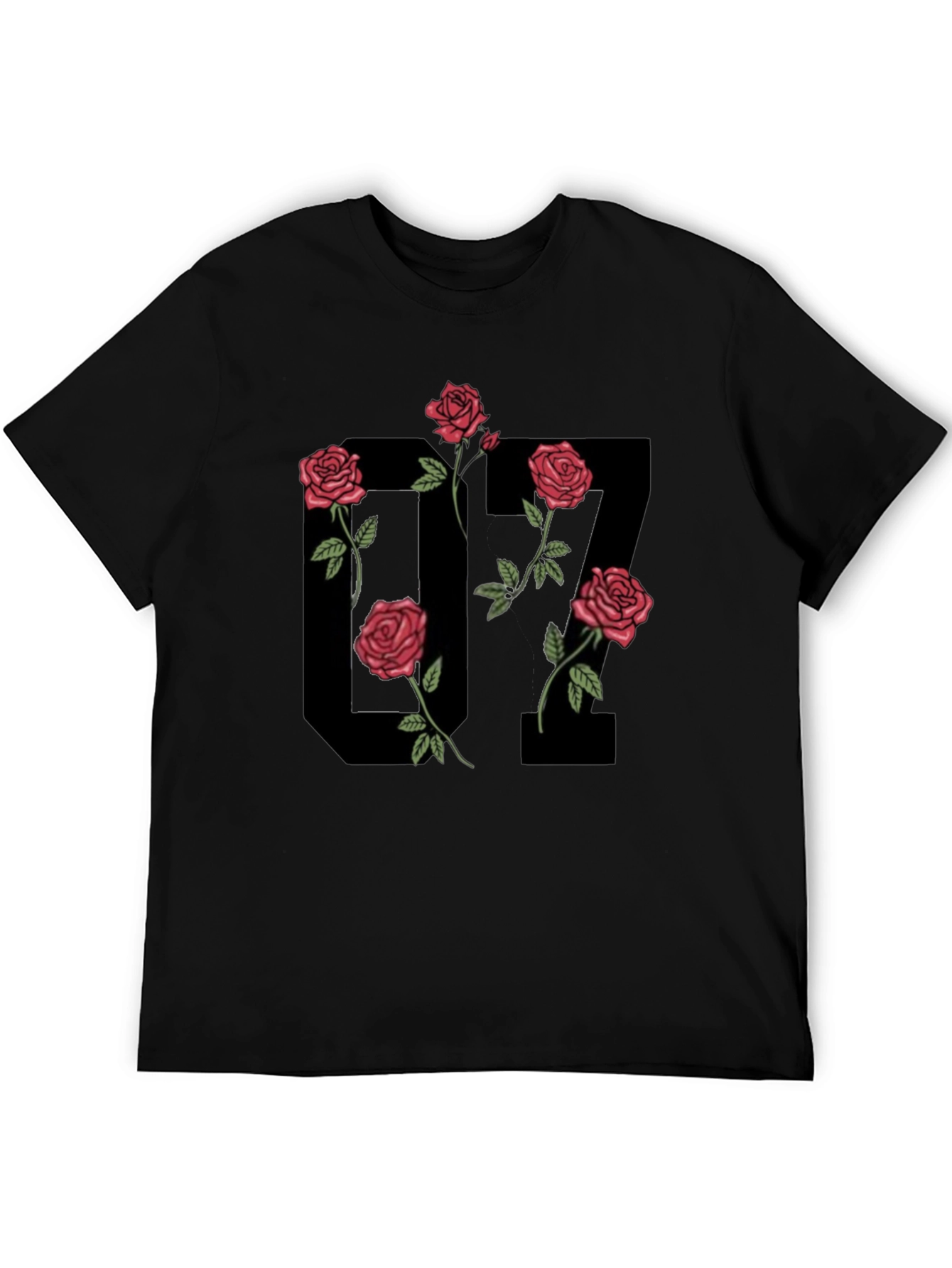 Black Graphic Tee - 17 Roses Design