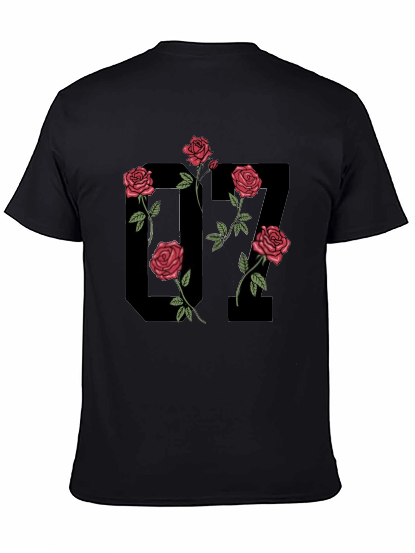 Black Graphic Tee - 17 Roses Design