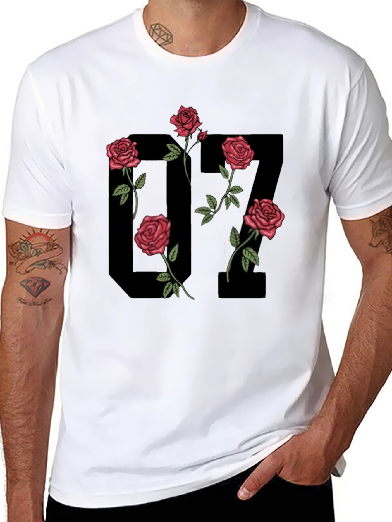 Black Graphic Tee - 17 Roses Design