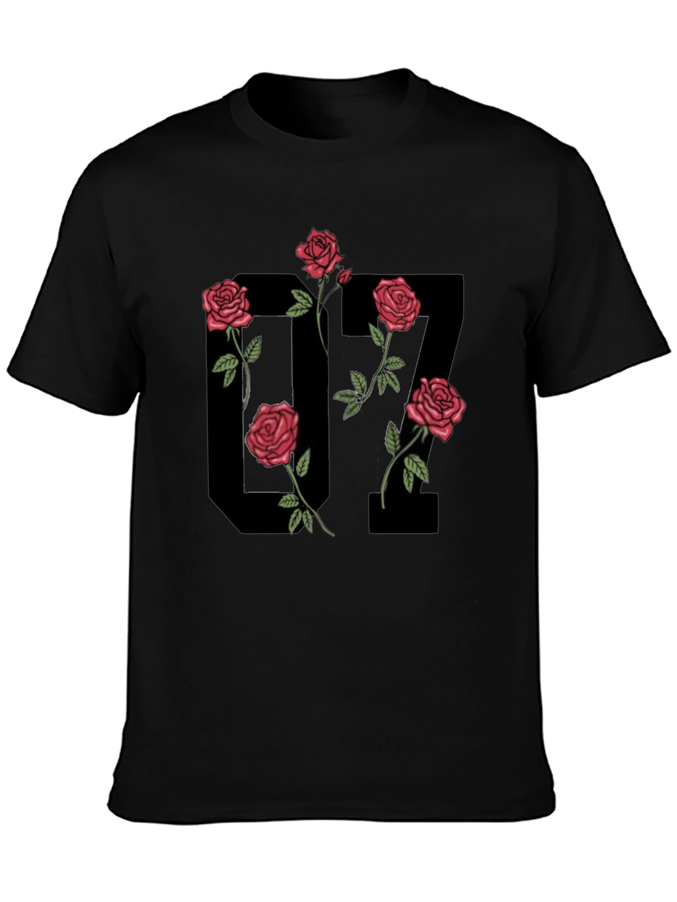 Black Graphic Tee - 17 Roses Design