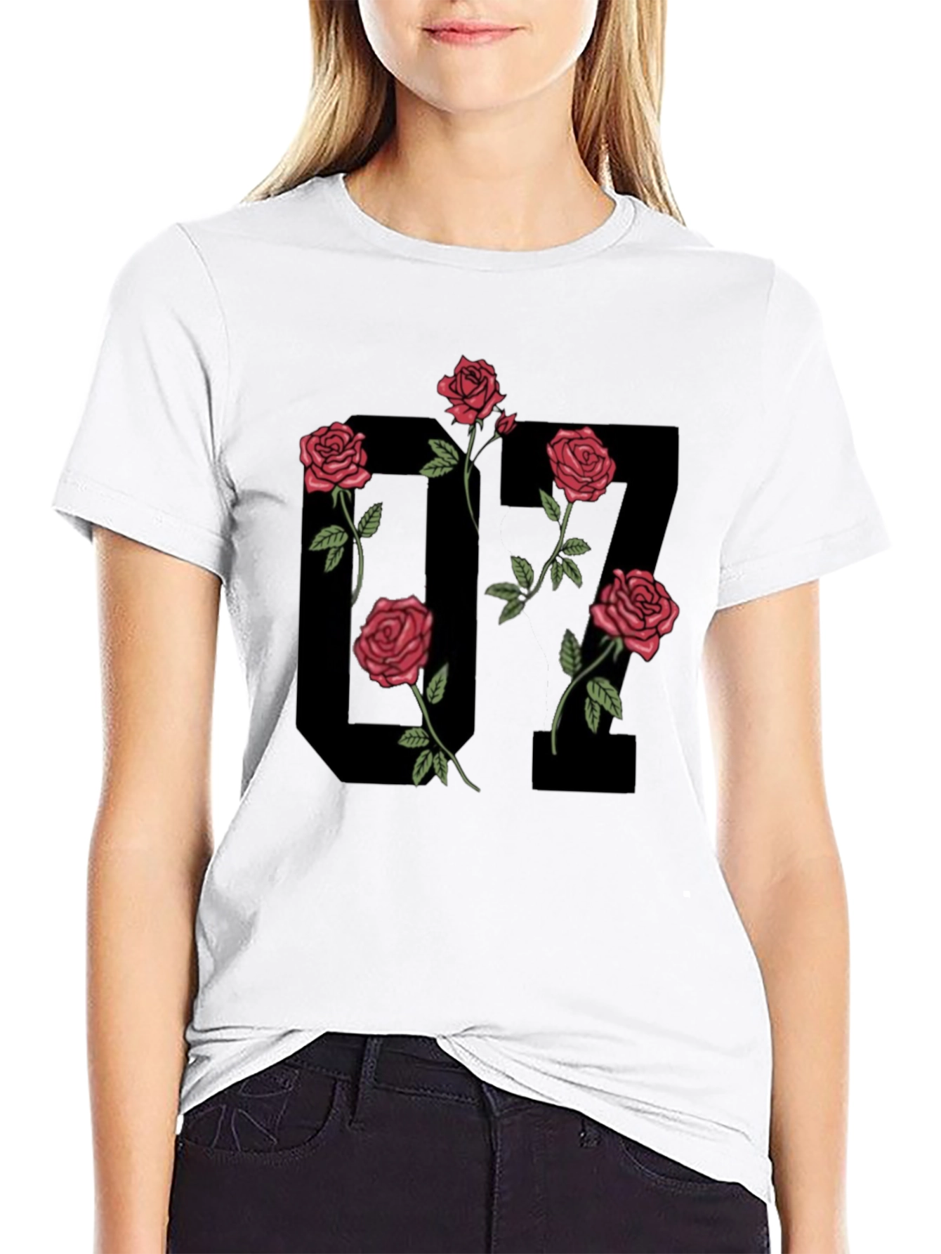 Black Graphic Tee - 17 Roses Design
