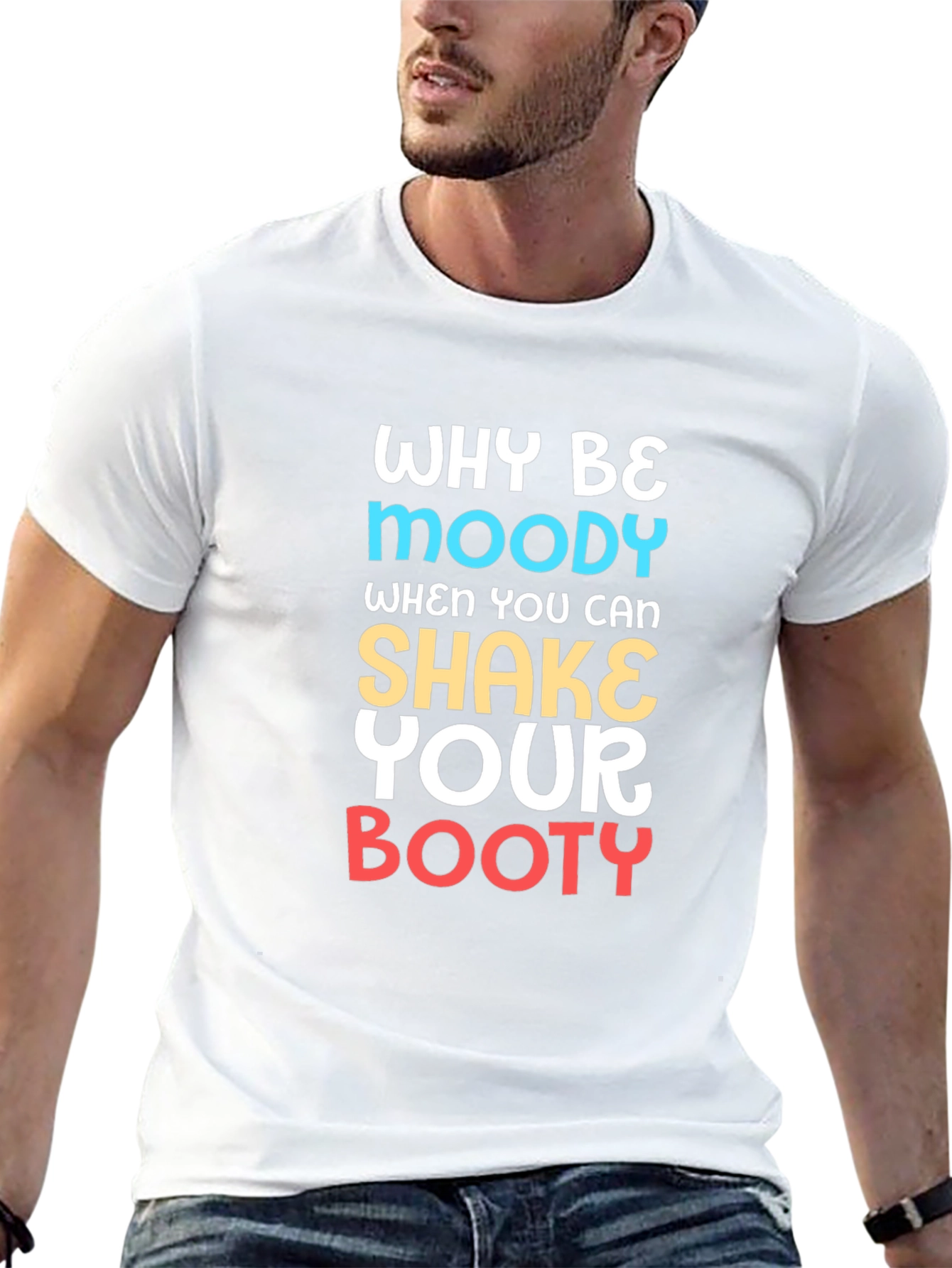 Why Be Moody Black Graphic T-Shirt