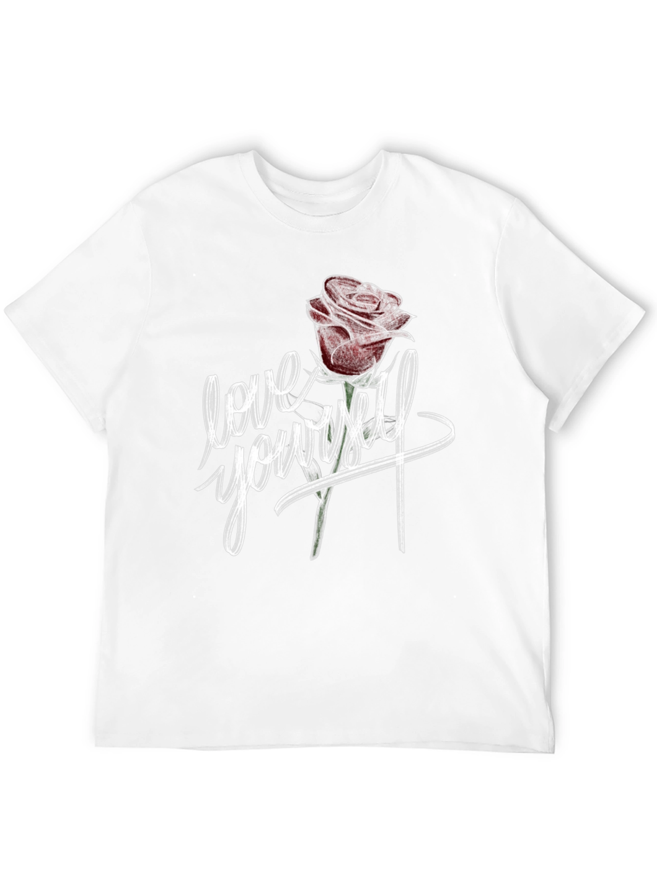 Love Yourself Rose Graphic Black T-Shirt