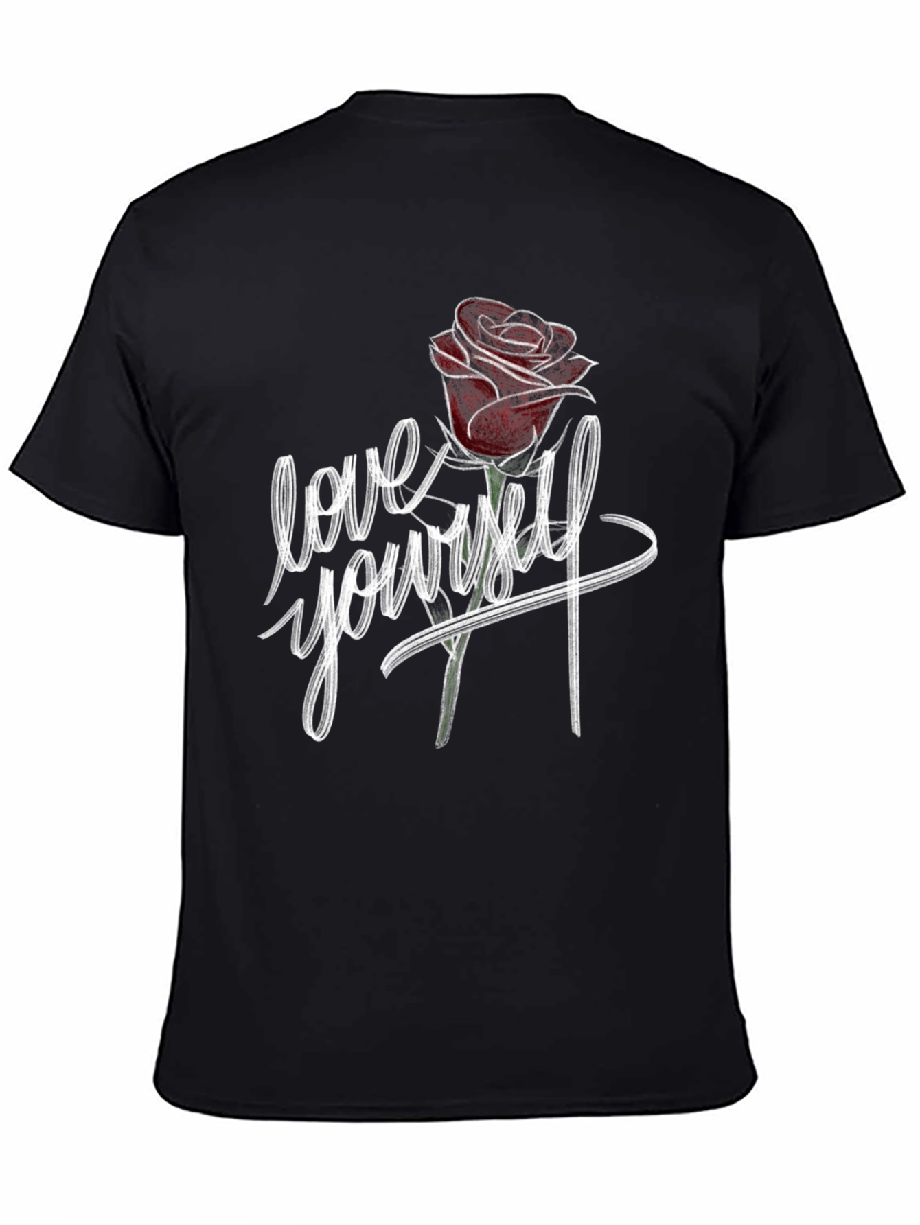 Love Yourself Rose Graphic Black T-Shirt