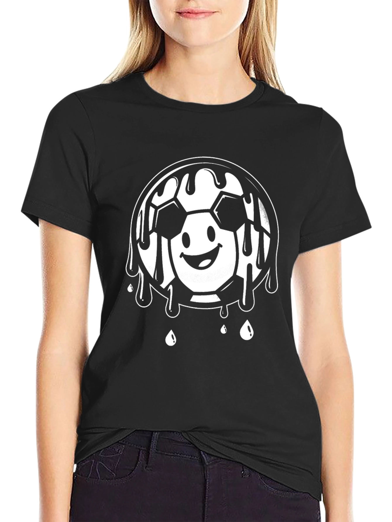 Melting Soccer Ball Graphic Tee - Black