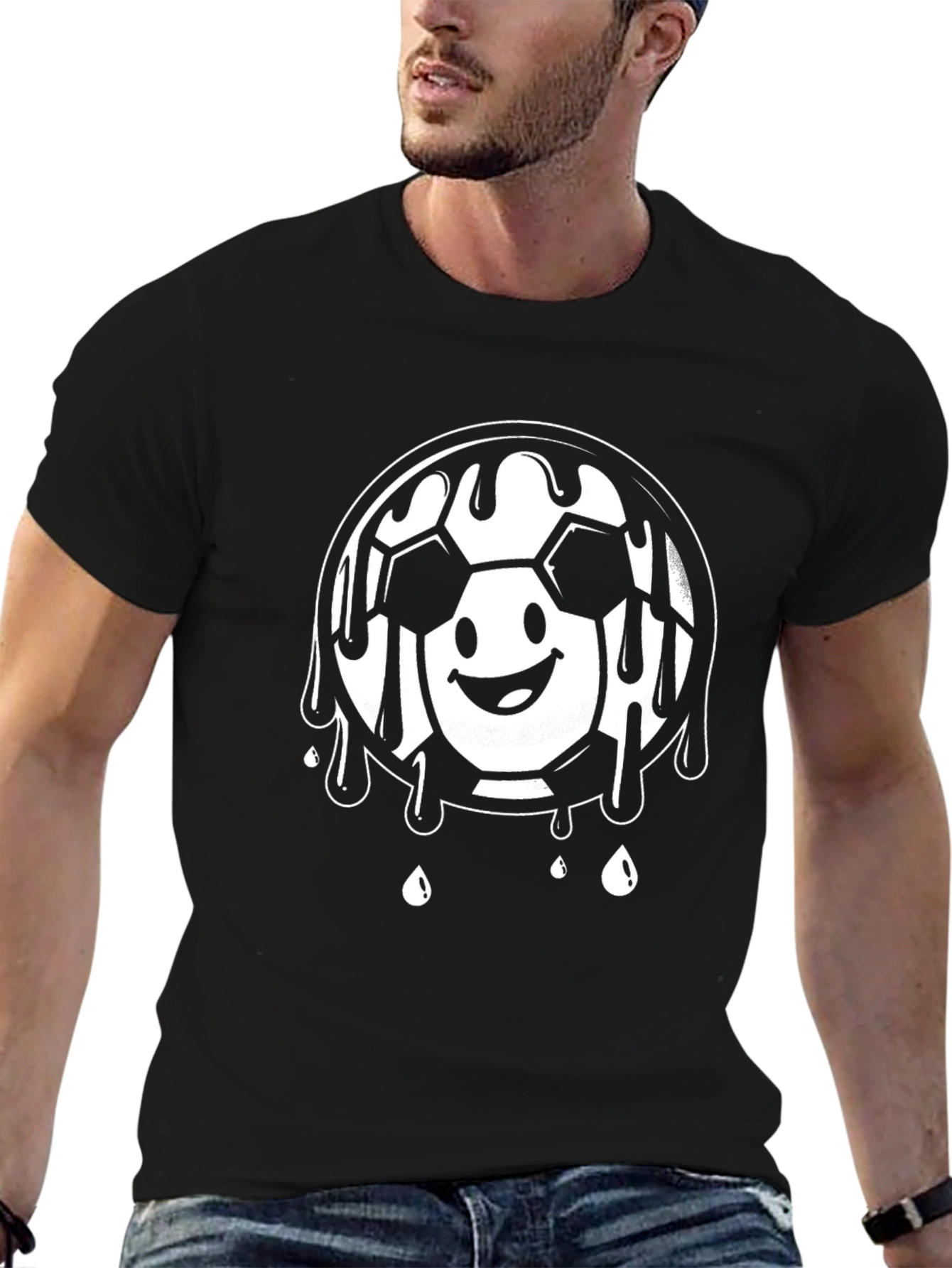 Melting Soccer Ball Graphic Tee - Black