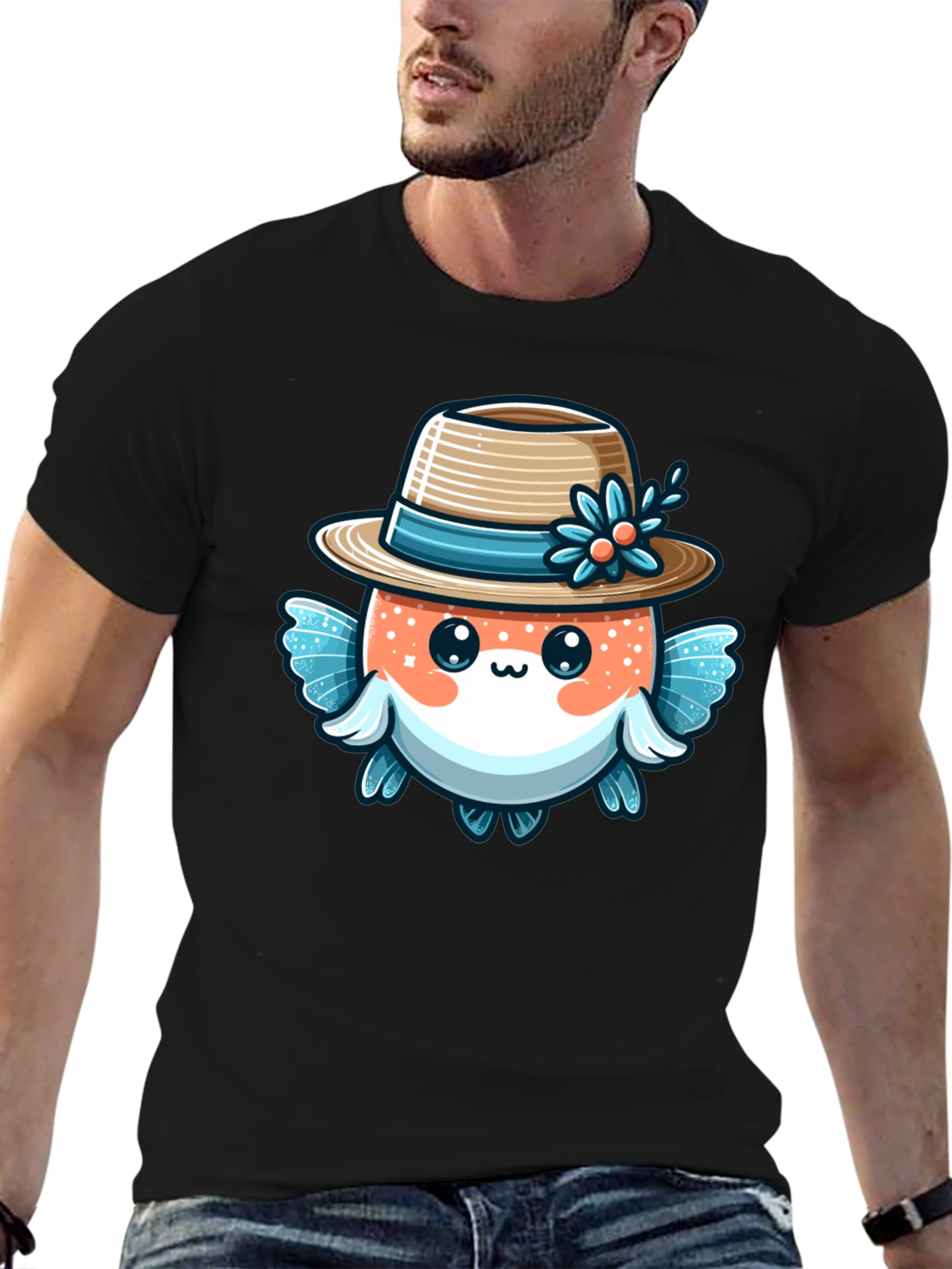 Cute Cartoon Fish Graphic T-Shirt