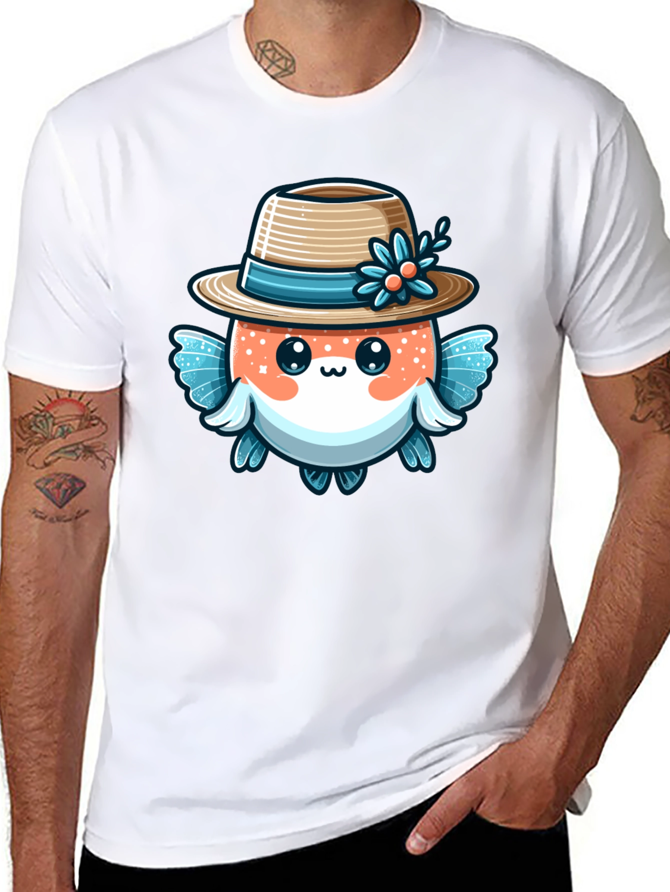 Cute Cartoon Fish Graphic T-Shirt