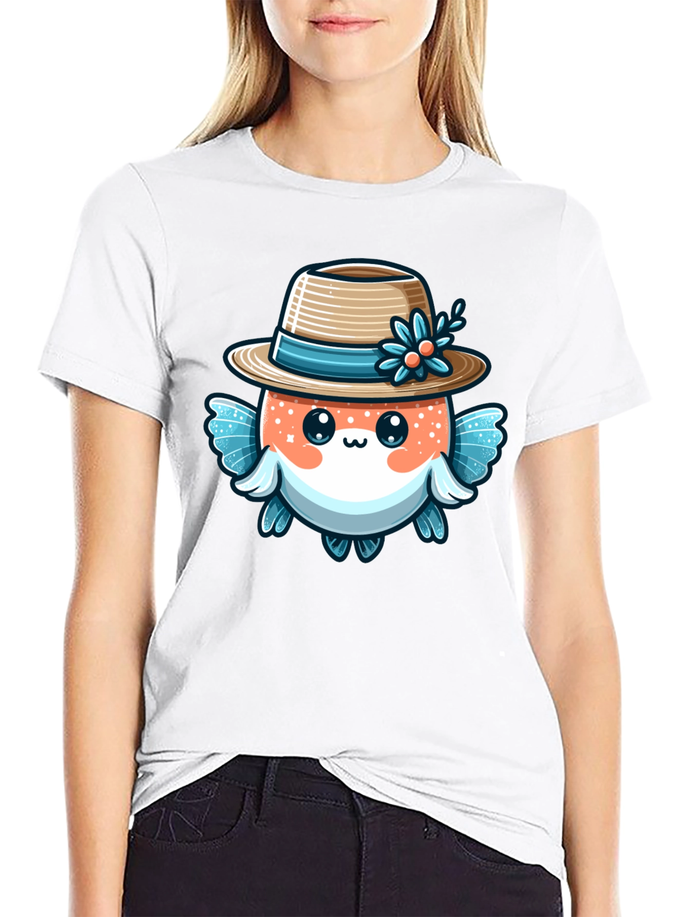 Cute Cartoon Fish Graphic T-Shirt