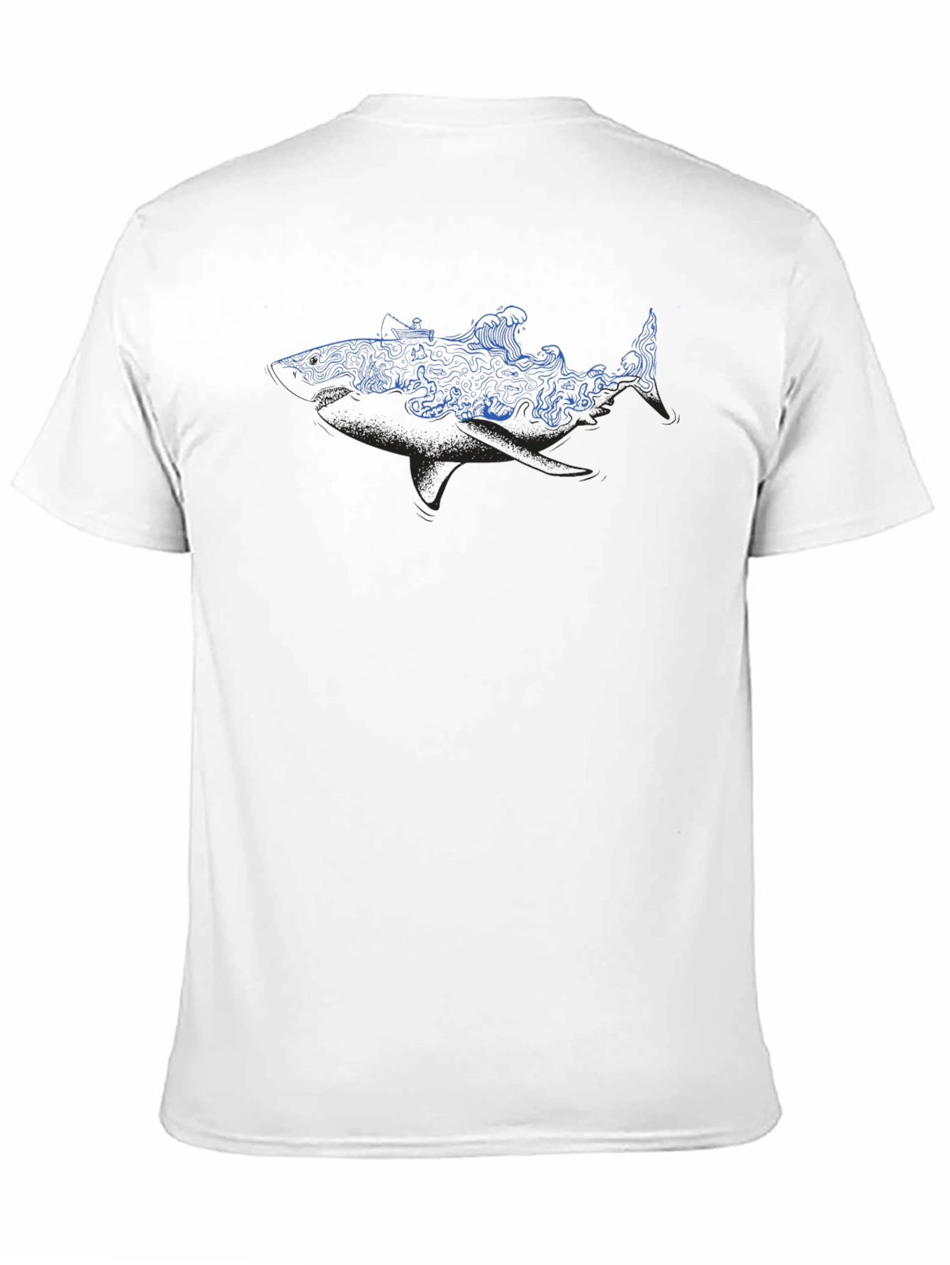 Shark Ocean Wave Graphic Tee - Black