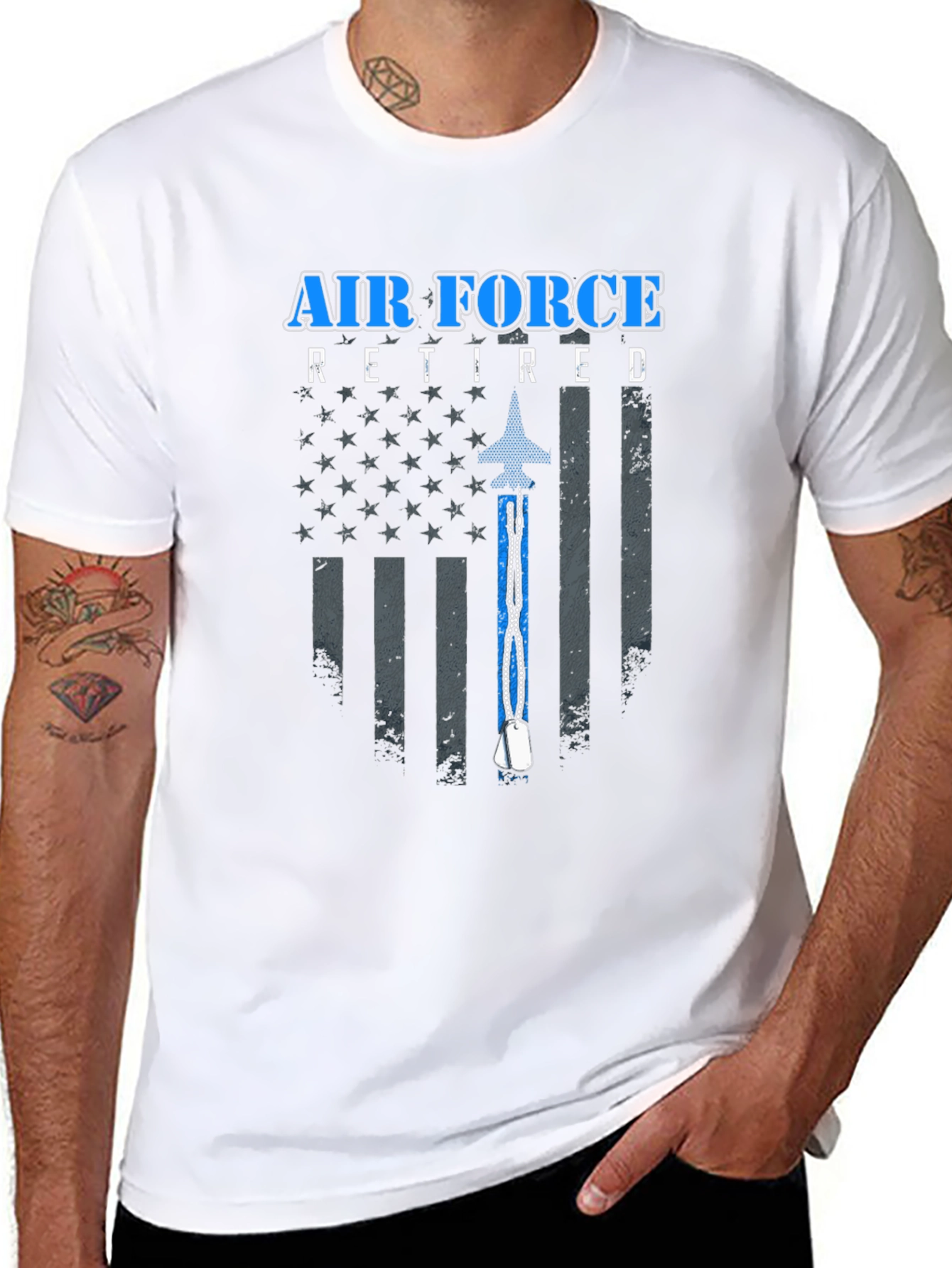 Air Force Retired USA Flag Graphic T-Shirt